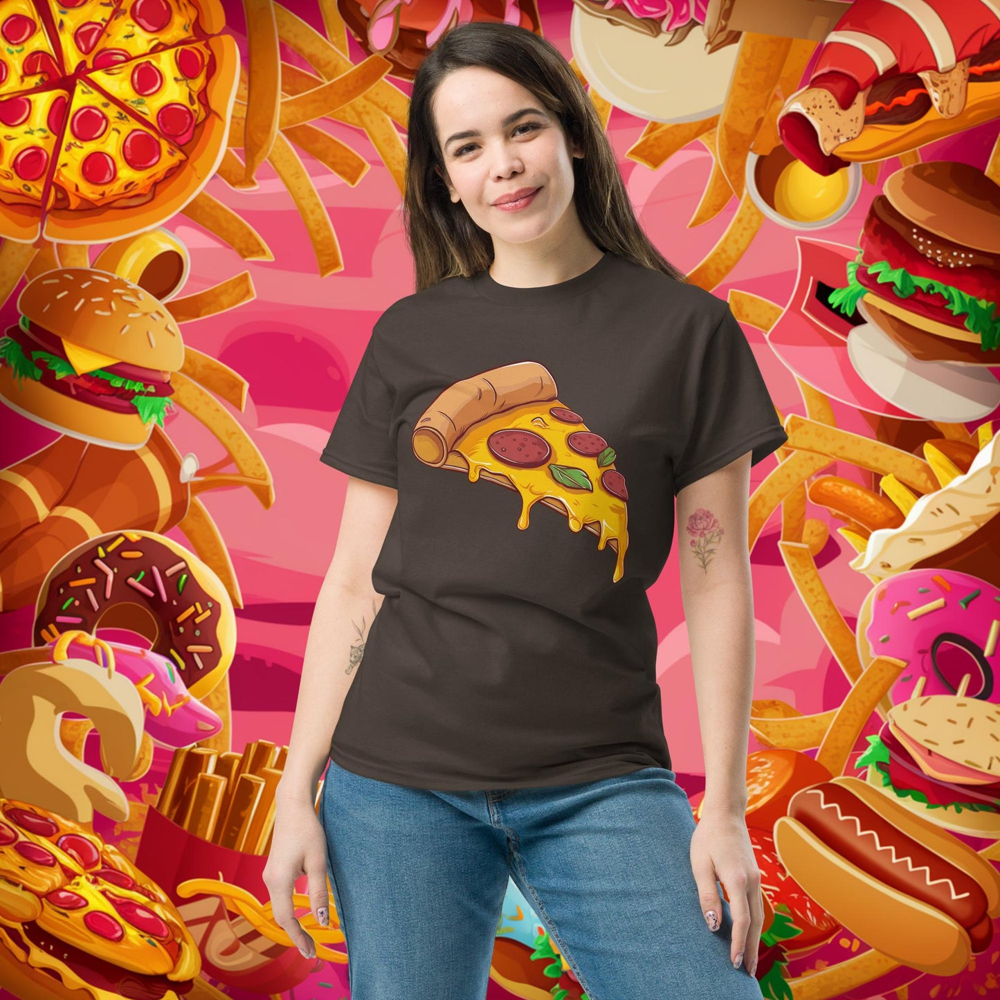 Pizza I Love Pizza tee Dark Chocolate T-shirts Fast Food Pizza Next Cult Brand
