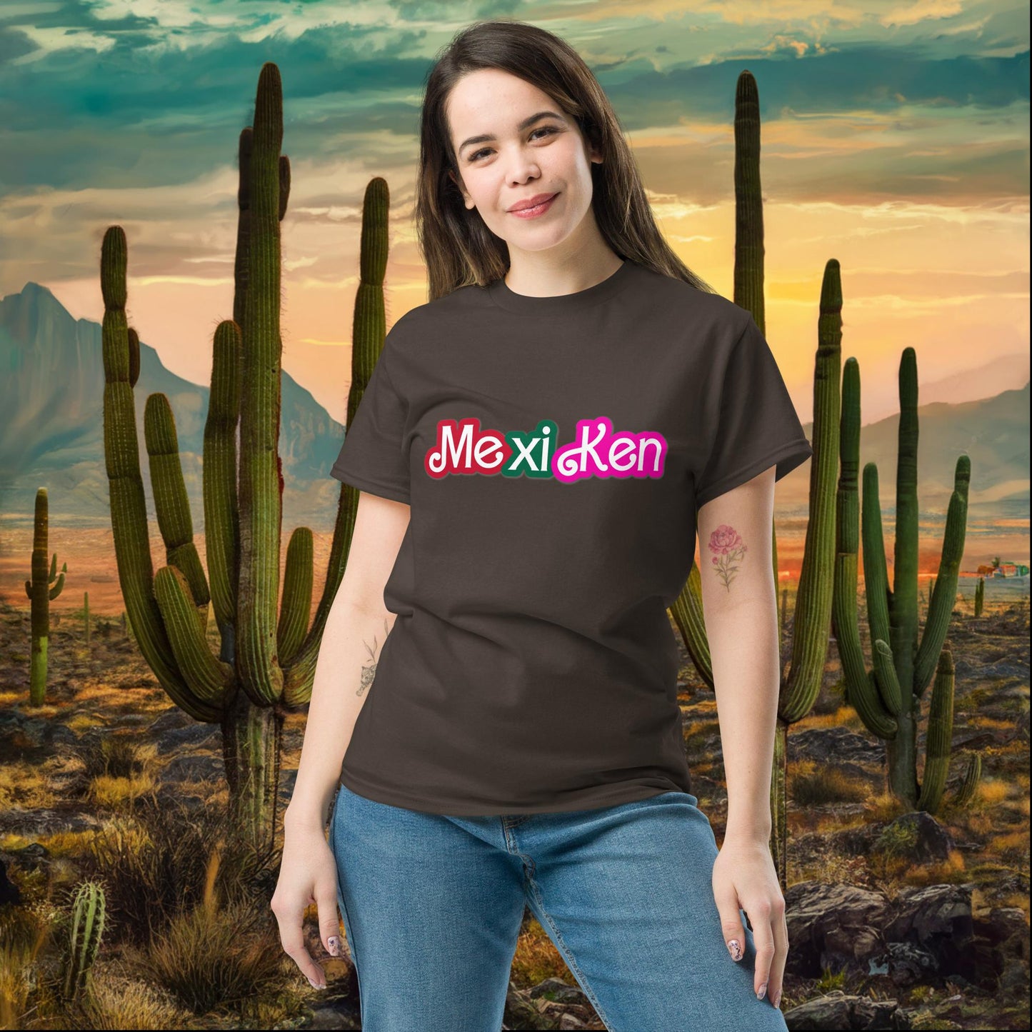 MexiKen Ken Barbie Mexico Mexican Mexicana Latino Latina Latinx tee Dark Chocolate T-shirts Barbie Ken Mexico Movies Next Cult Brand