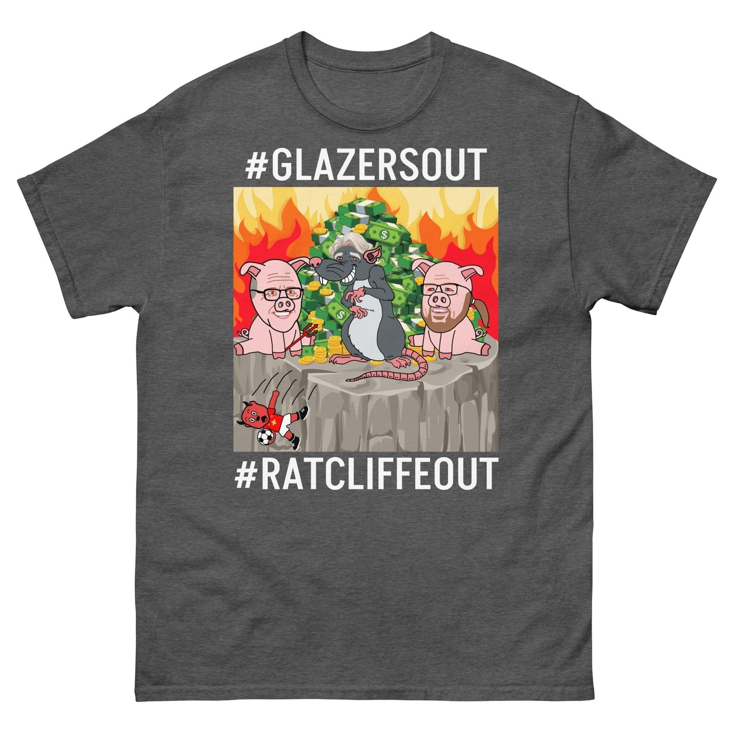 Manchester United Ratcliffe Out, Glazers Out T-shirt, White Letters, #GlazersOut #RatcliffeOut Next Cult Brand Football, GlazersOut, Manchester United, RatcliffeOut