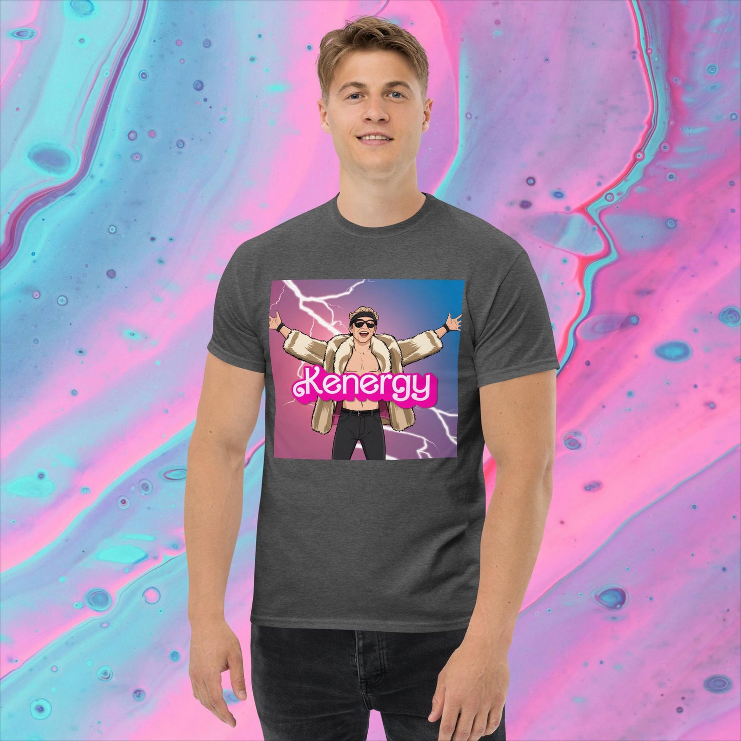 Kenergy Barbie Ryan Gosling Ken classic tee Dark Heather T-shirts Barbie Celebrities Ken Kenergy Movies Ryan Gosling Next Cult Brand
