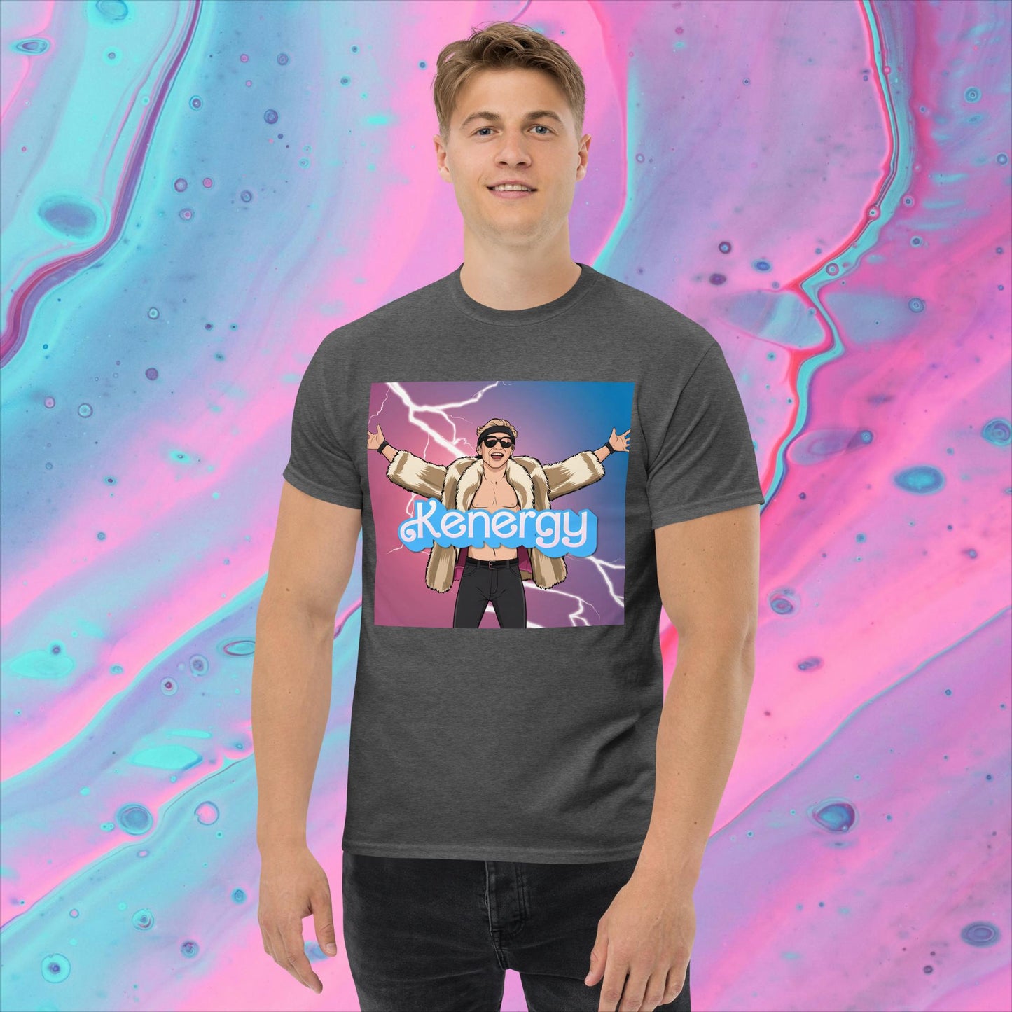 Kenergy Barbie Ryan Gosling Ken classic tee Dark Heather T-shirts Barbie Celebrities Ken Kenergy Movies Ryan Gosling Next Cult Brand
