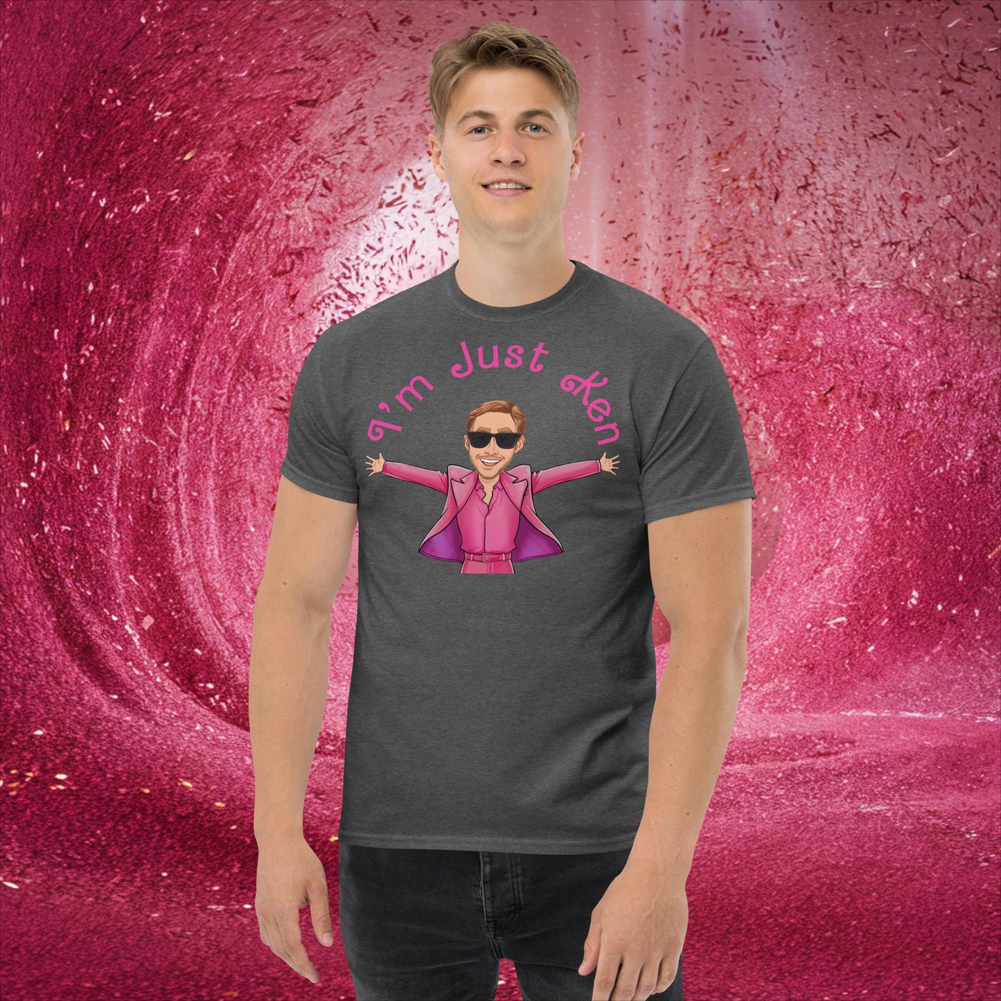 Ken Barbie Ryan Gosling I'm Just Ken classic tee Dark Heather T-shirts Barbie Celebrities Ken Movies Ryan Gosling Next Cult Brand