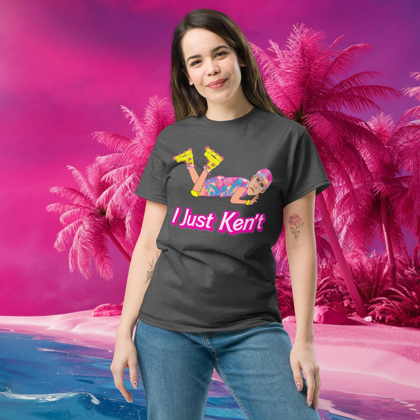 I Just Ken't I just Can't Ryan Gosling Ken Barbie Movie tee Dark Heather T-shirts Barbie Celebrities Ken Movies Ryan Gosling Next Cult Brand