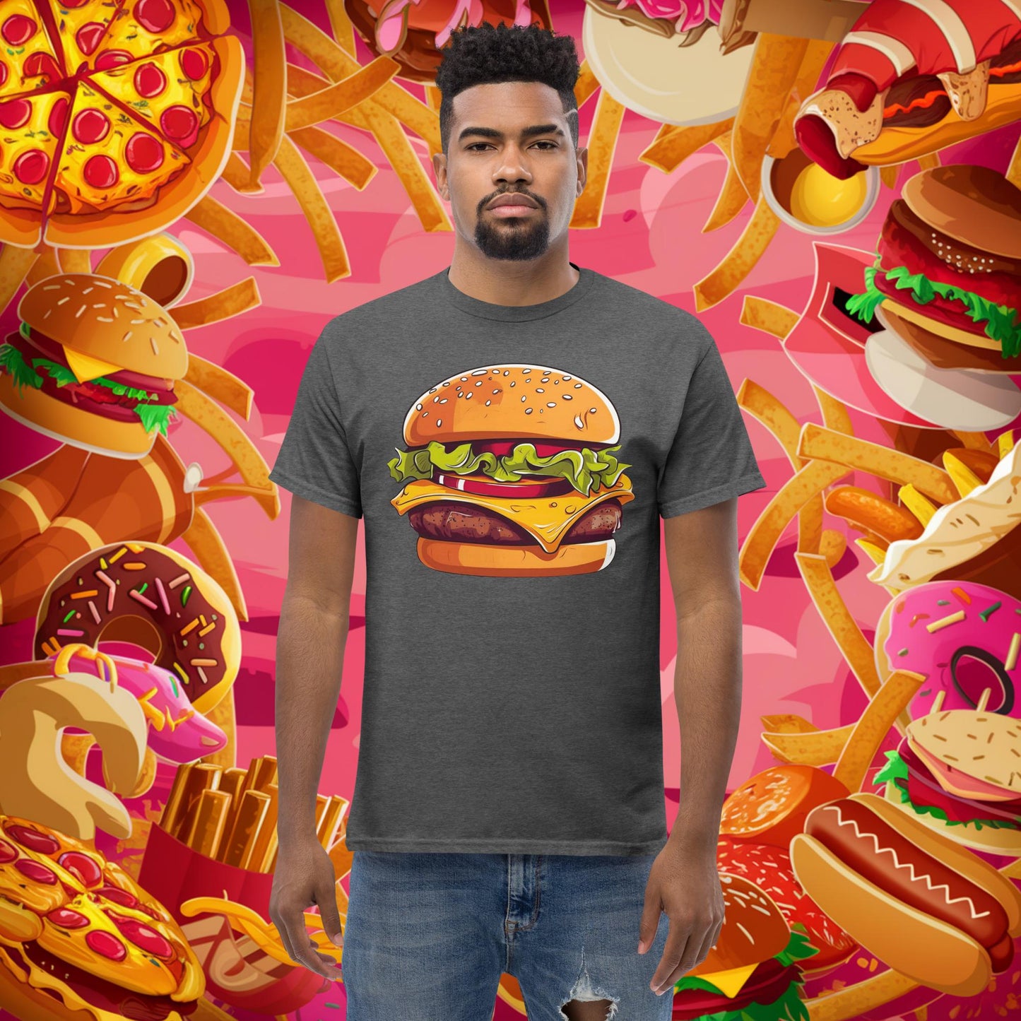 Cheeseburger I Love Burgers tee Dark Heather T-shirts Burgers Fast Food Next Cult Brand