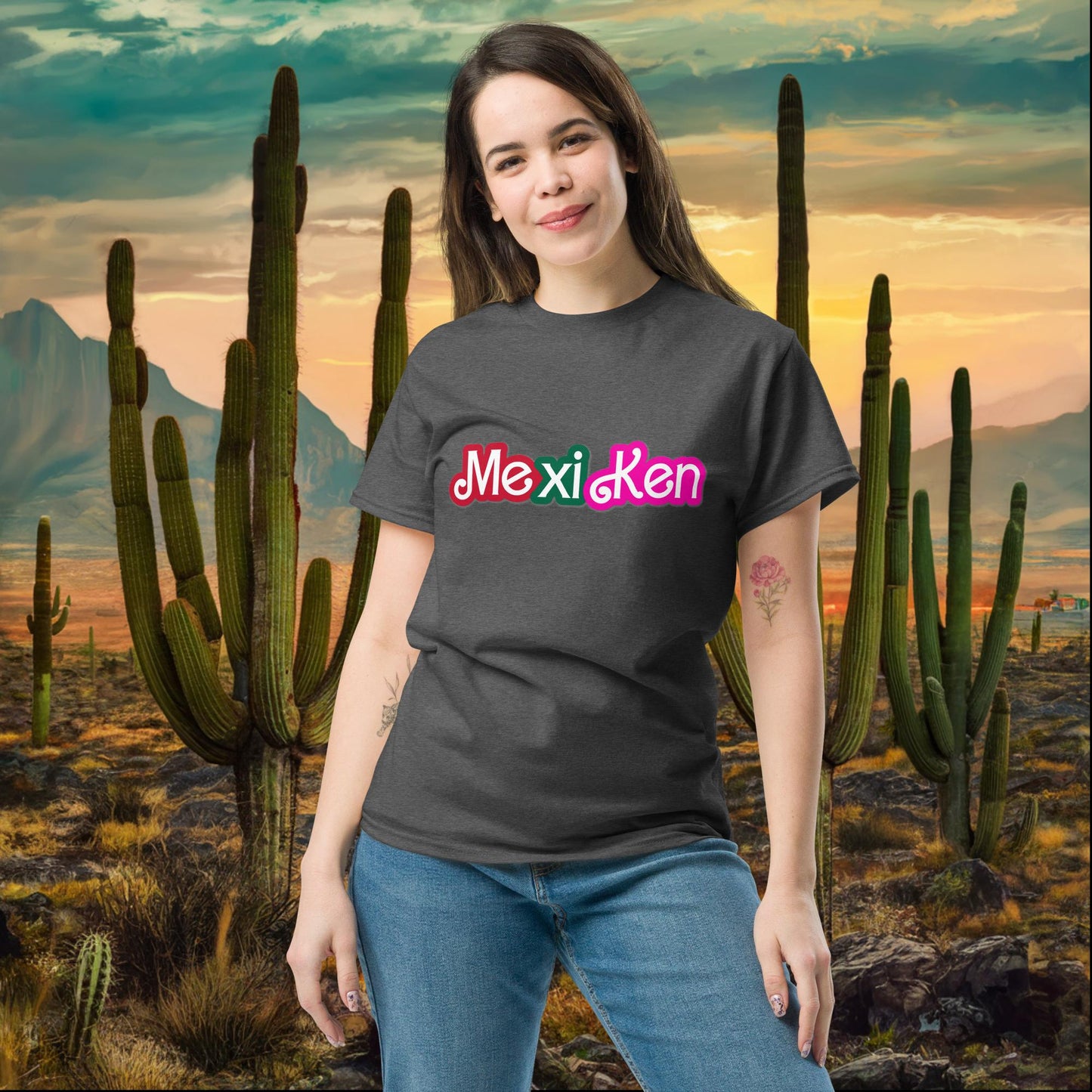 MexiKen Ken Barbie Mexico Mexican Mexicana Latino Latina Latinx tee Dark Heather T-shirts Barbie Ken Mexico Movies Next Cult Brand