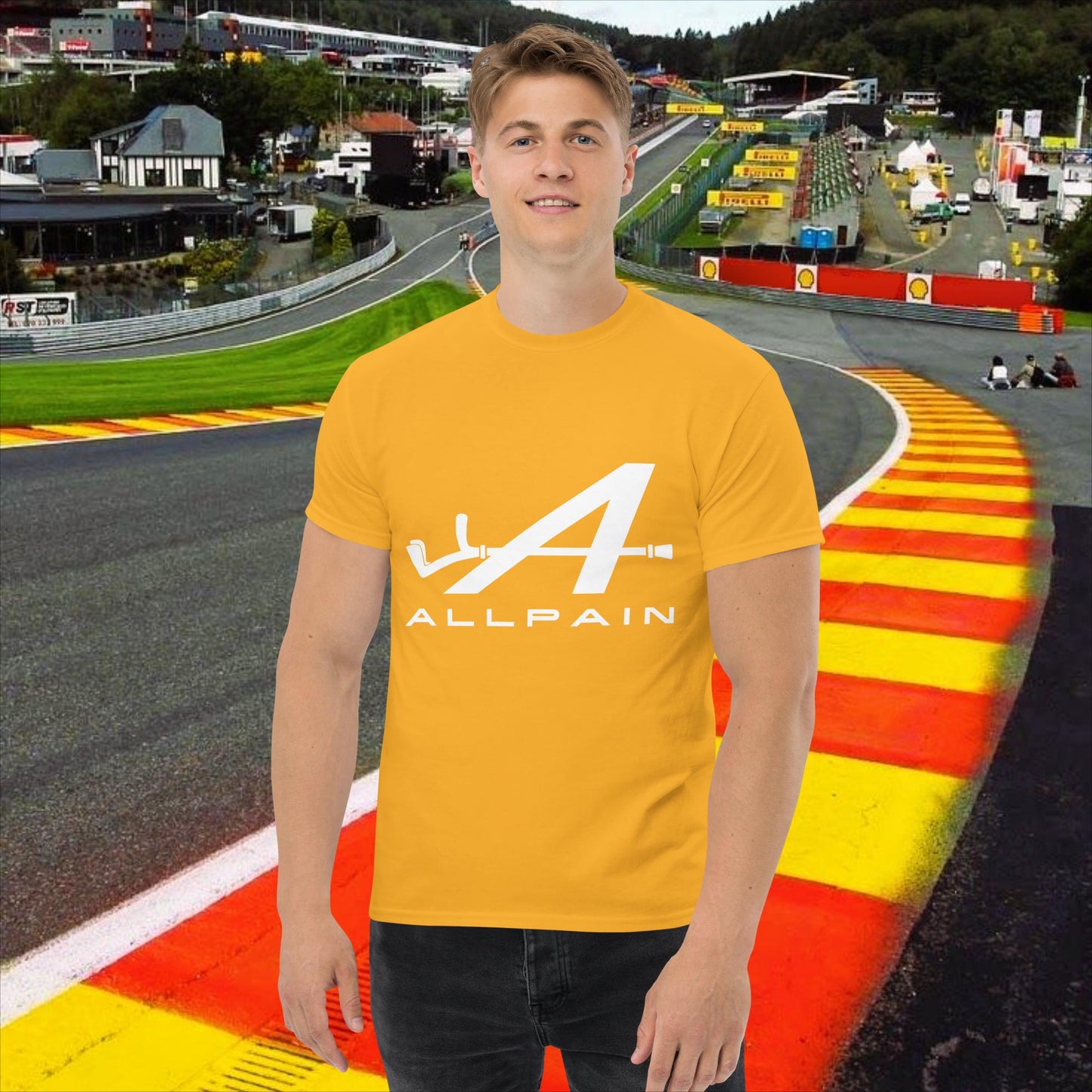 Allpain Alpine F1 Formula 1 Pierre Gasly Esteban Ocon Alpine classic tee Gold T-shirts Alpine F1 Next Cult Brand