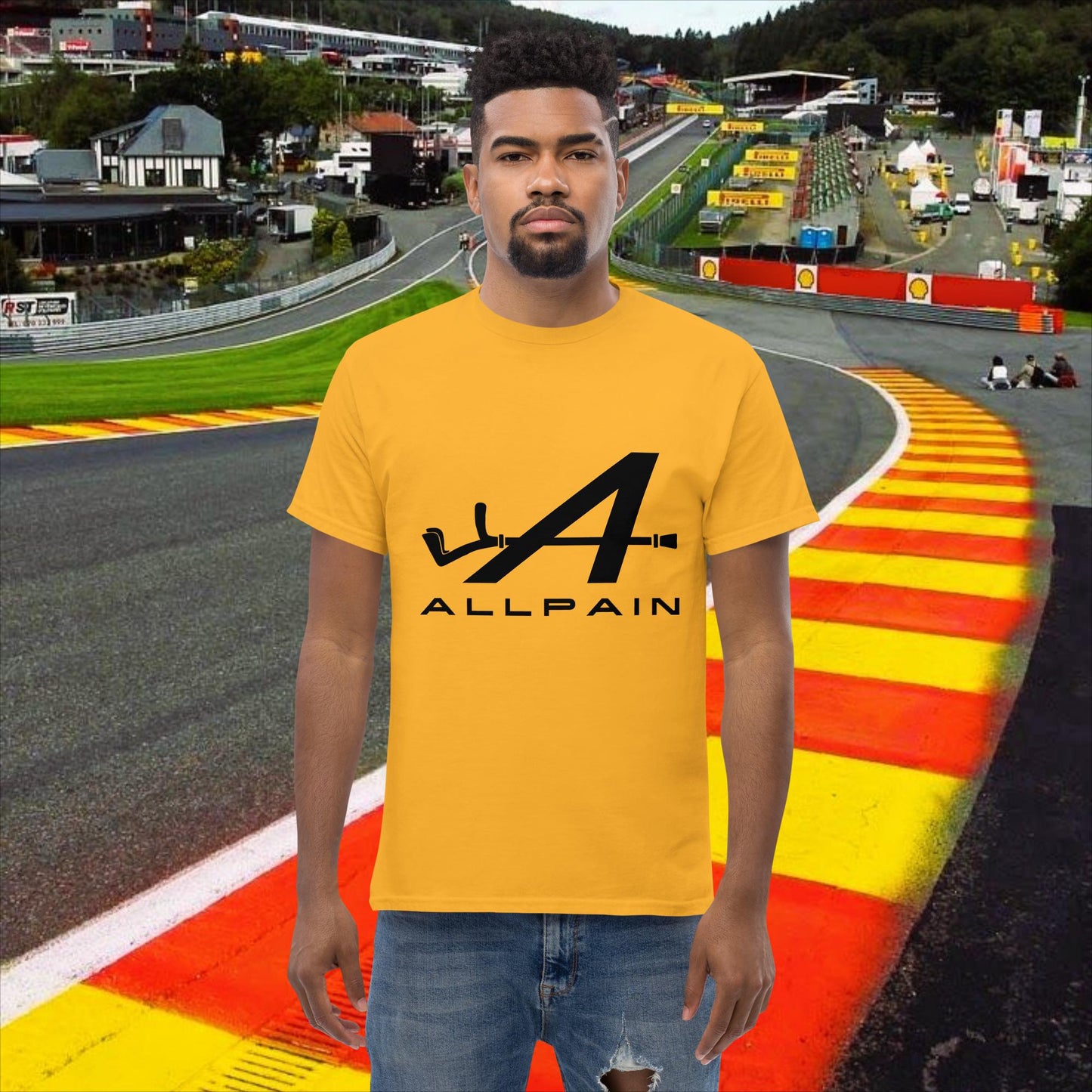 Allpain Alpine F1 Formula 1 Pierre Gasly Esteban Ocon Alpine classic tee Gold T-shirts Alpine F1 Next Cult Brand