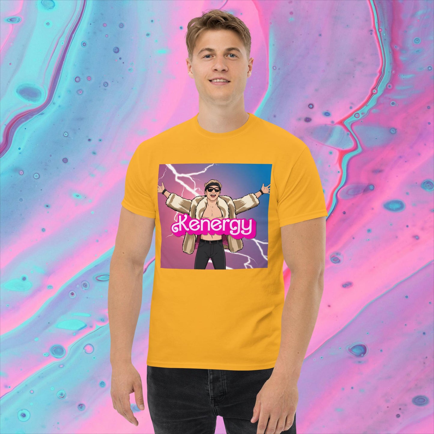 Kenergy Barbie Ryan Gosling Ken classic tee Gold T-shirts Barbie Celebrities Ken Kenergy Movies Ryan Gosling Next Cult Brand