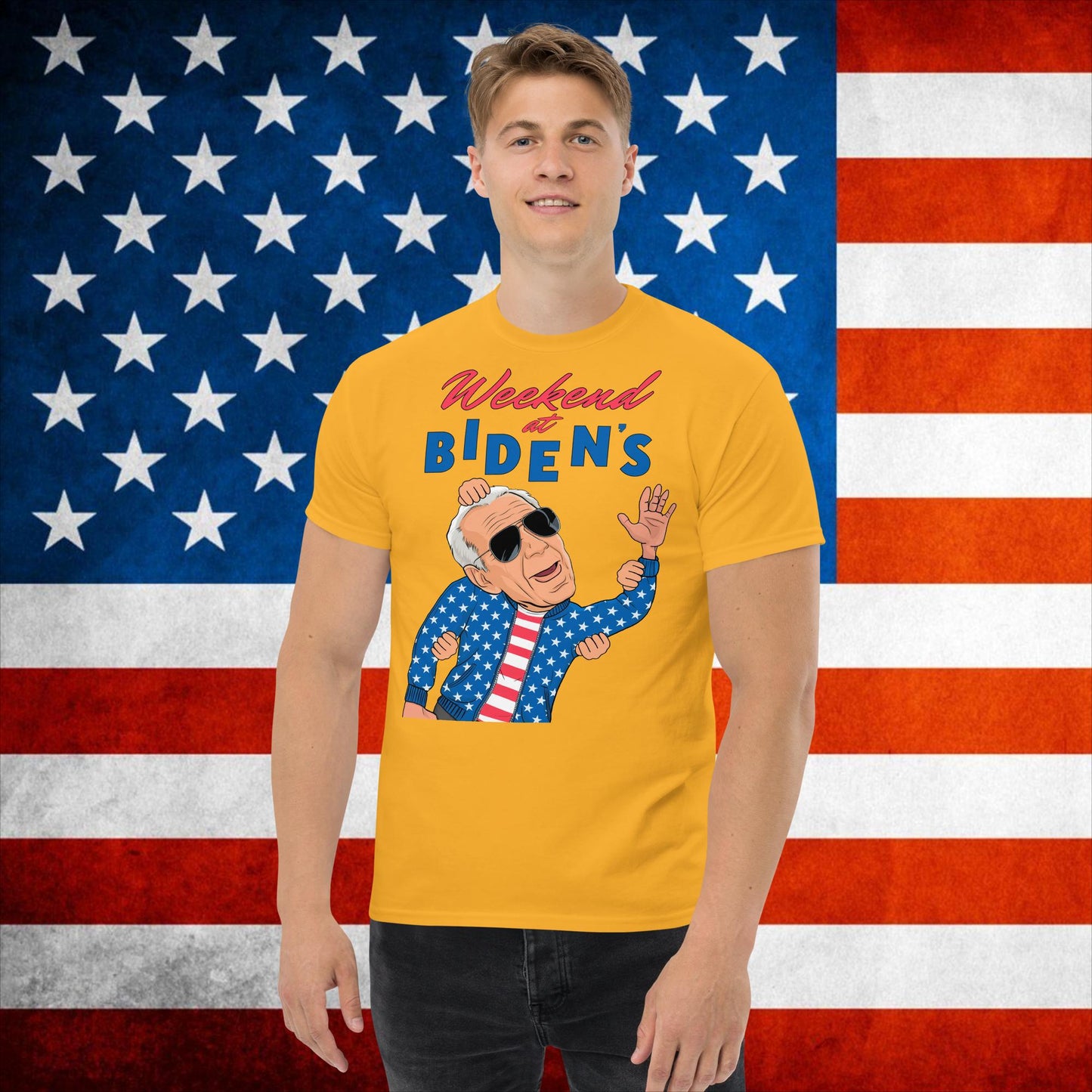 Weekend at Biden's T-shirt Joe Biden Meme Shirt Democrat Tshirt Republican T shirt Trump Shirt Trump Gift Biden Gift 90s T-shirt Vintage Tee Gold T-shirts Democrats Joe Biden Politics Next Cult Brand