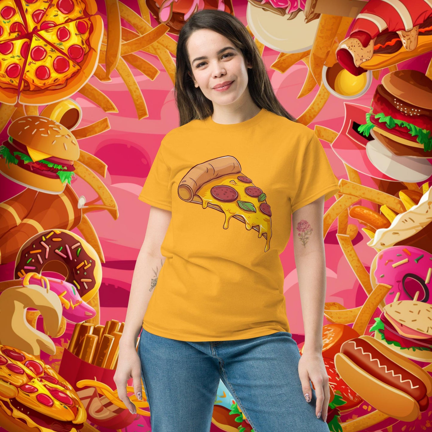 Pizza I Love Pizza tee Gold T-shirts Fast Food Pizza Next Cult Brand