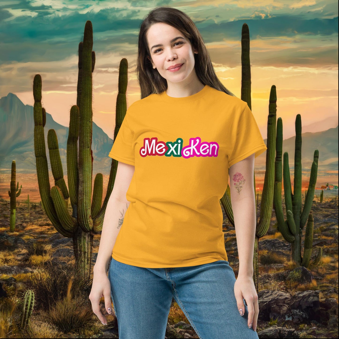 MexiKen Ken Barbie Mexico Mexican Mexicana Latino Latina Latinx tee Gold T-shirts Barbie Ken Mexico Movies Next Cult Brand