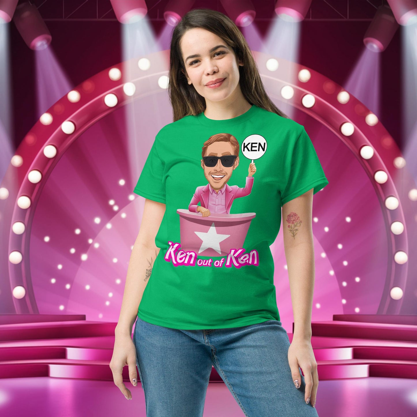 Ken out of Ken Ryan Gosling Barbie Movie tee Irish Green T-shirts Barbie Celebrities Ken Movies Ryan Gosling Next Cult Brand