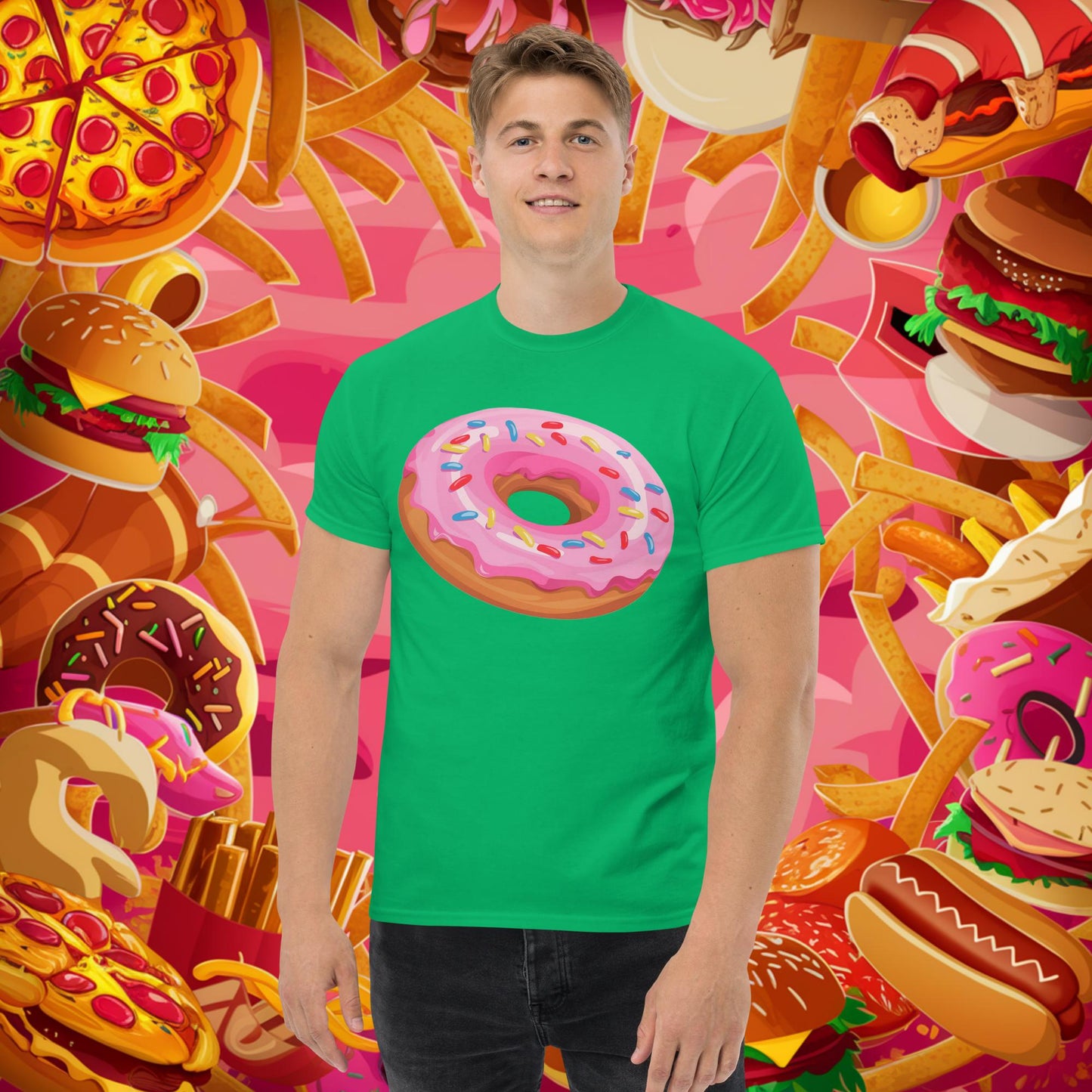 Pink Donut with sprinkles tee Irish Green T-shirts Donuts Fast Food Next Cult Brand