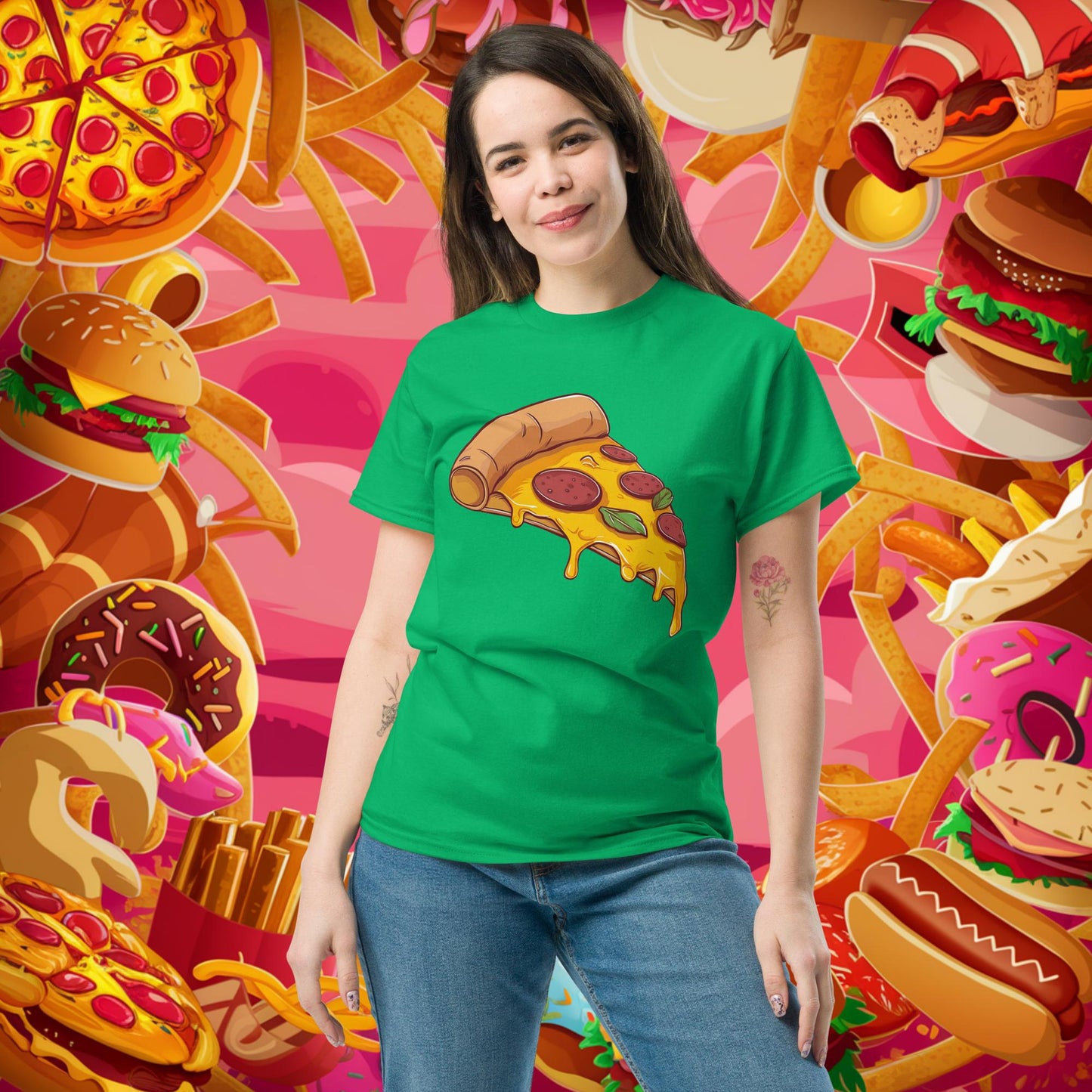 Pizza I Love Pizza tee Irish Green T-shirts Fast Food Pizza Next Cult Brand