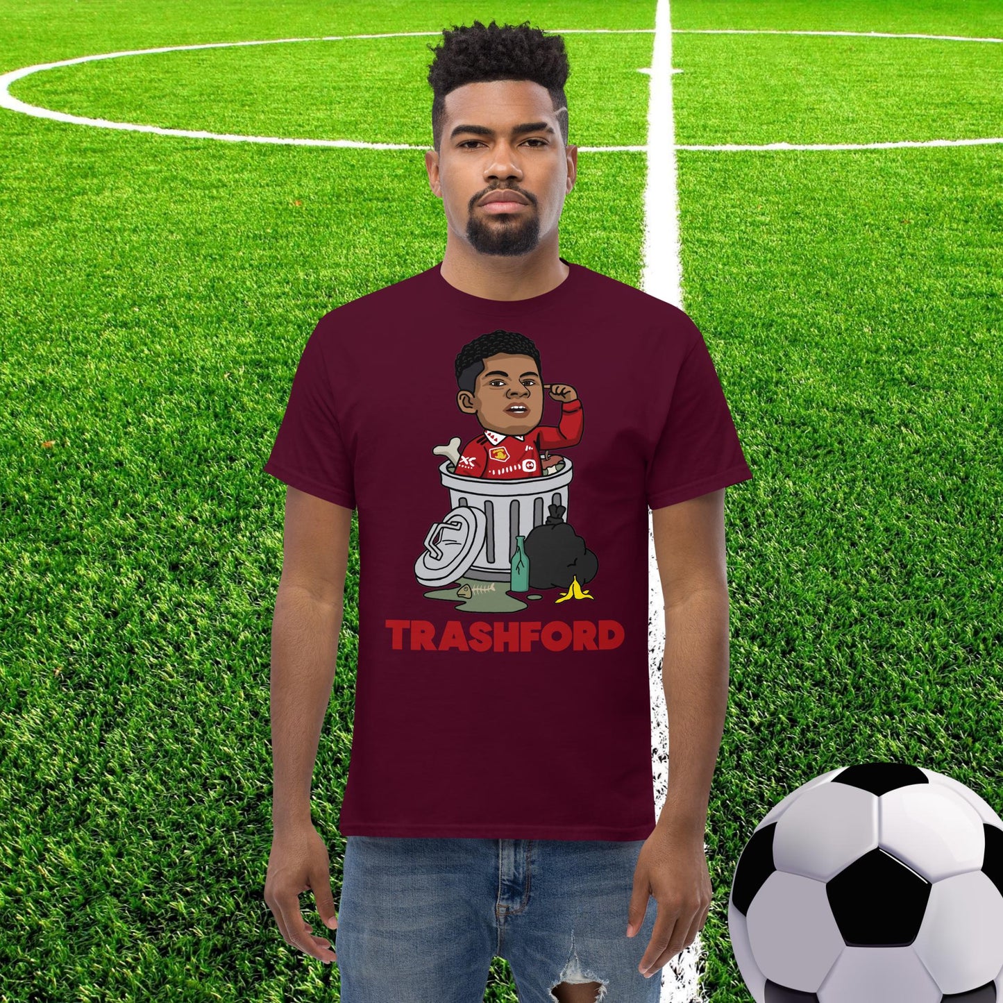 Trashford Marcus Rashford Manchester United Gift Man United Gift Marcus Rashford tee Maroon T-shirts Football Manchester United Marcus Rashford Next Cult Brand