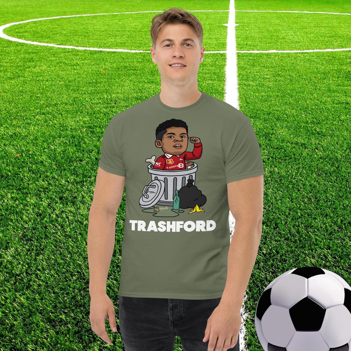 Trashford Marcus Rashford Manchester United Gift Man United Gift Marcus Rashford tee Military Green T-shirts Football Manchester United Marcus Rashford Next Cult Brand