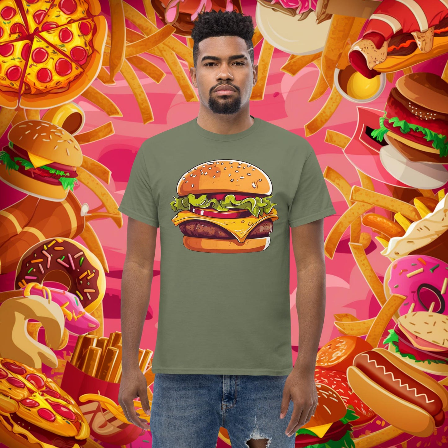 Cheeseburger I Love Burgers tee Military Green T-shirts Burgers Fast Food Next Cult Brand