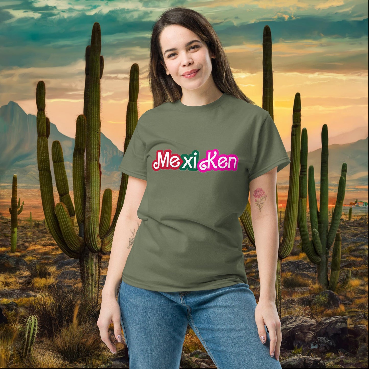 MexiKen Ken Barbie Mexico Mexican Mexicana Latino Latina Latinx tee Military Green T-shirts Barbie Ken Mexico Movies Next Cult Brand