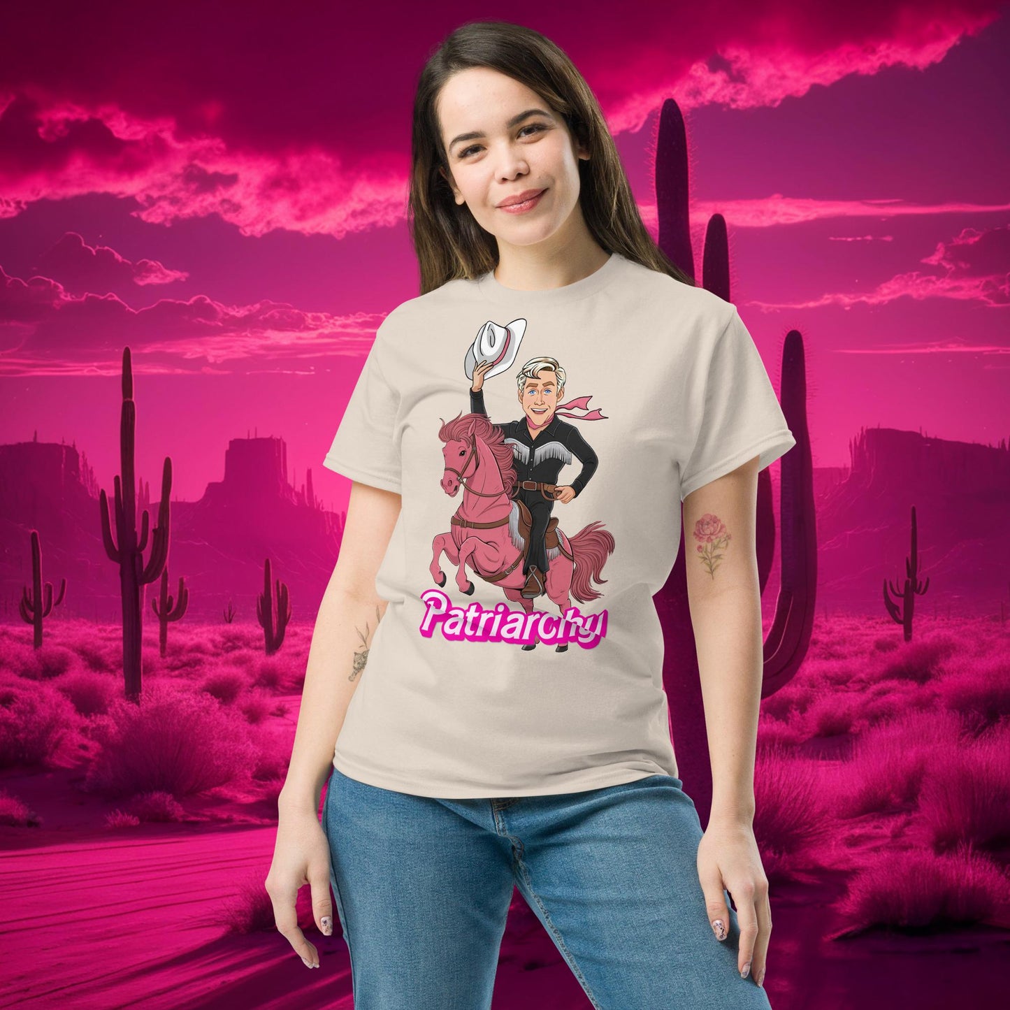 Ken Barbie Movie When I found out the patriarchy wasn't just about horses, I lost interest tee Natural T-shirts Barbie Celebrities Ken Movies Ryan Gosling Next Cult Brand