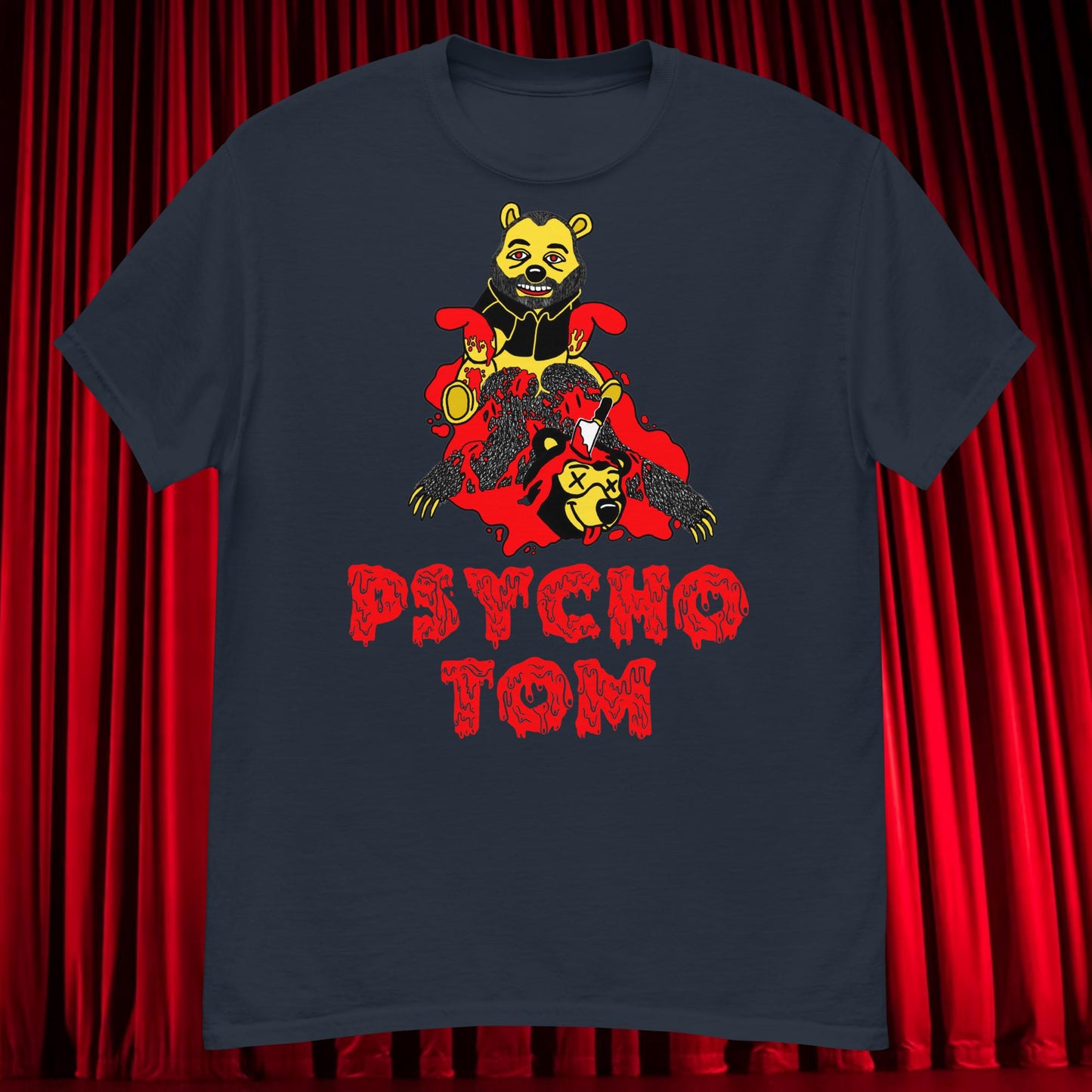 Psycho Tom Segura T-shirt, Tom Segura Shirt, Your Moms House Podcast Shirt, YMH Podcast Shirt, Your Moms House, 2 Bears 1 Cave Shirt, 2B1C Shirt Navy T-shirts 2 Bears 1 Cave Podcasts Stand-up Comedy Tom Segura YMH Next Cult Brand