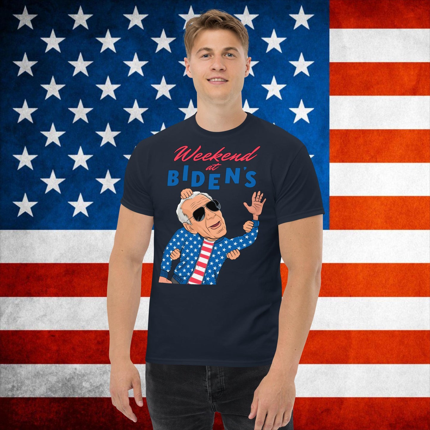 Weekend at Biden's T-shirt Joe Biden Meme Shirt Democrat Tshirt Republican T shirt Trump Shirt Trump Gift Biden Gift 90s T-shirt Vintage Tee Navy T-shirts Democrats Joe Biden Politics Next Cult Brand