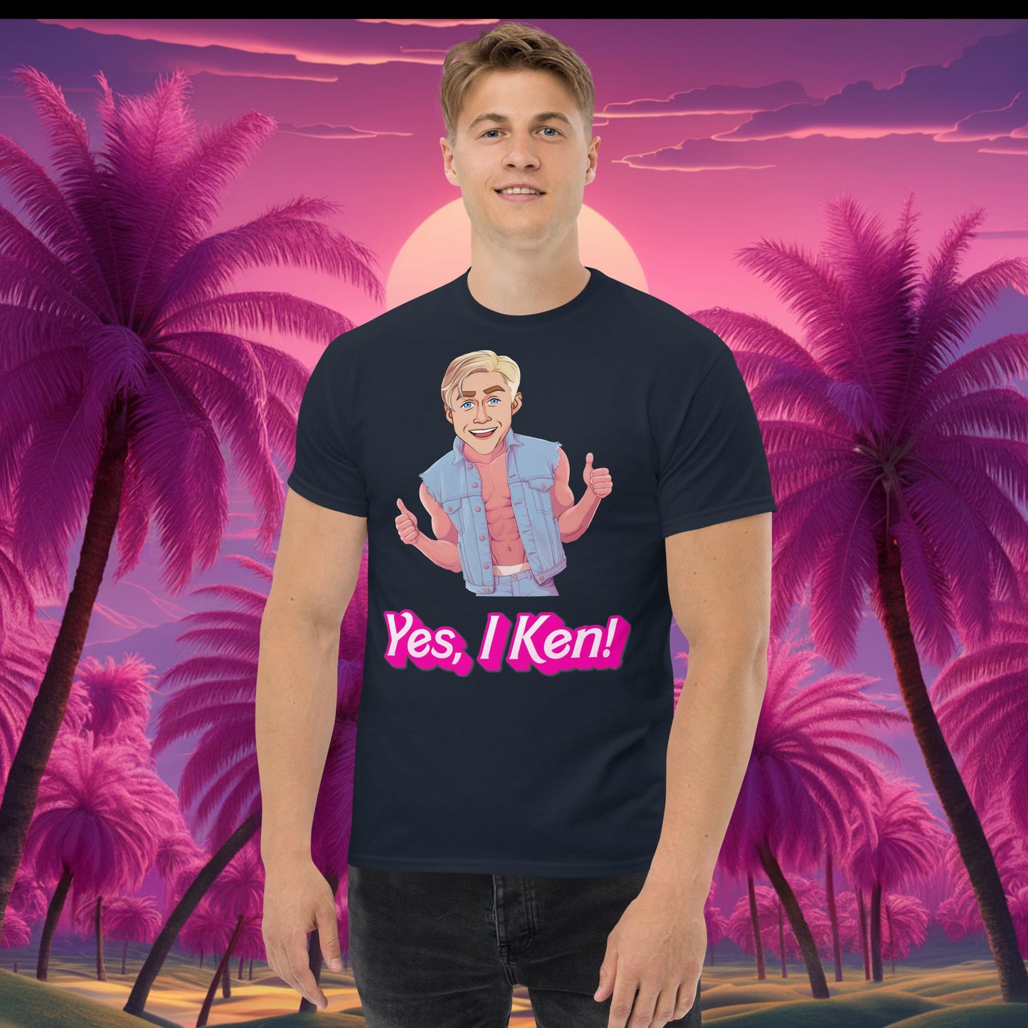 Yes I Ken Yes I can Ryan Gosling Ken Barbie Movie tee Navy T-shirts Barbie Celebrities Ken Movies Ryan Gosling Next Cult Brand