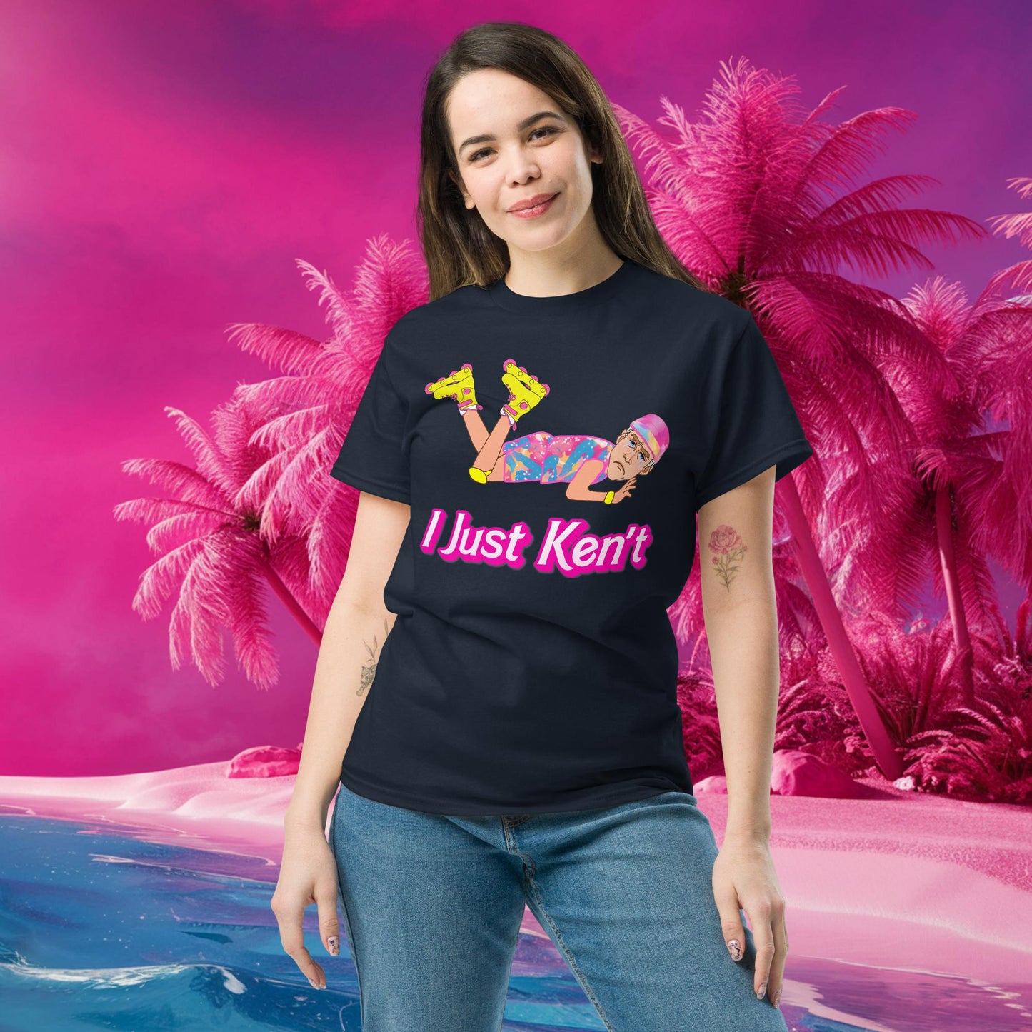 I Just Ken't I just Can't Ryan Gosling Ken Barbie Movie tee Navy T-shirts Barbie Celebrities Ken Movies Ryan Gosling Next Cult Brand