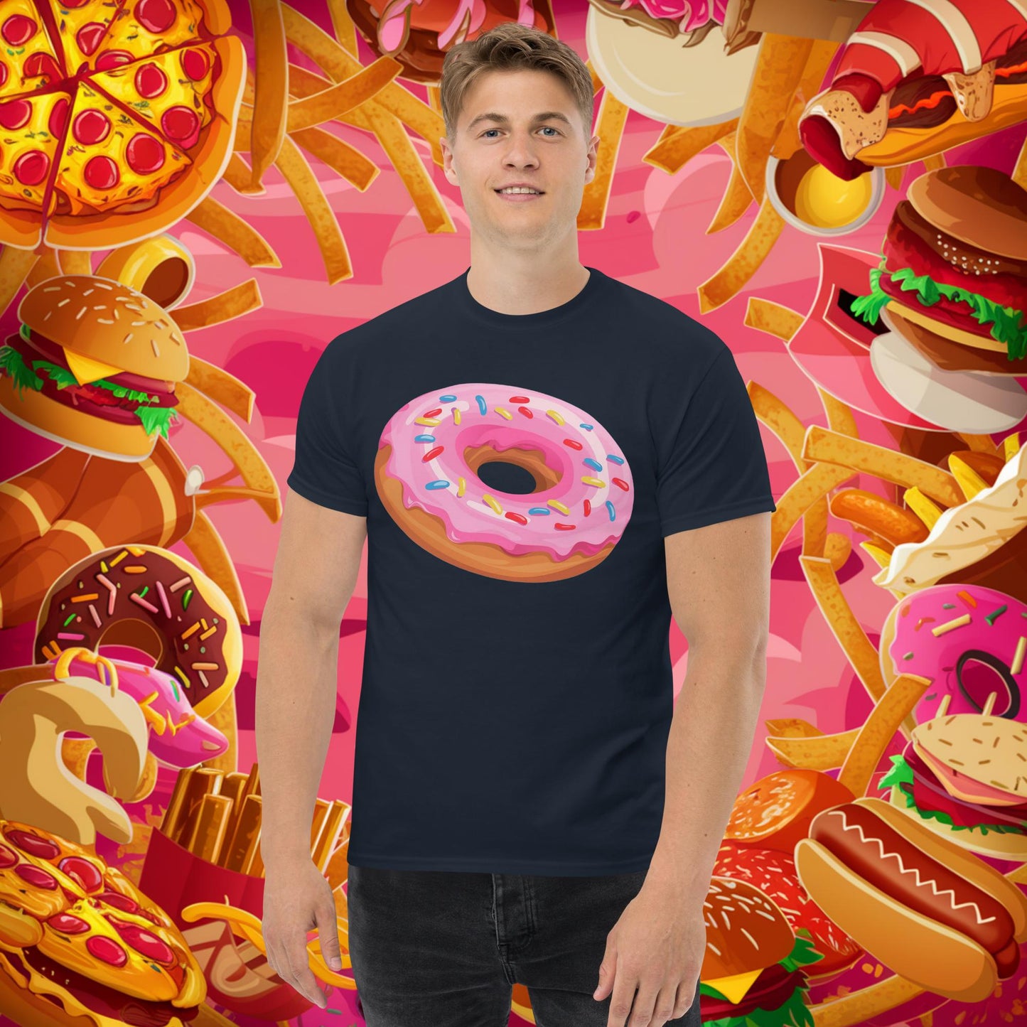 Pink Donut with sprinkles tee Navy T-shirts Donuts Fast Food Next Cult Brand