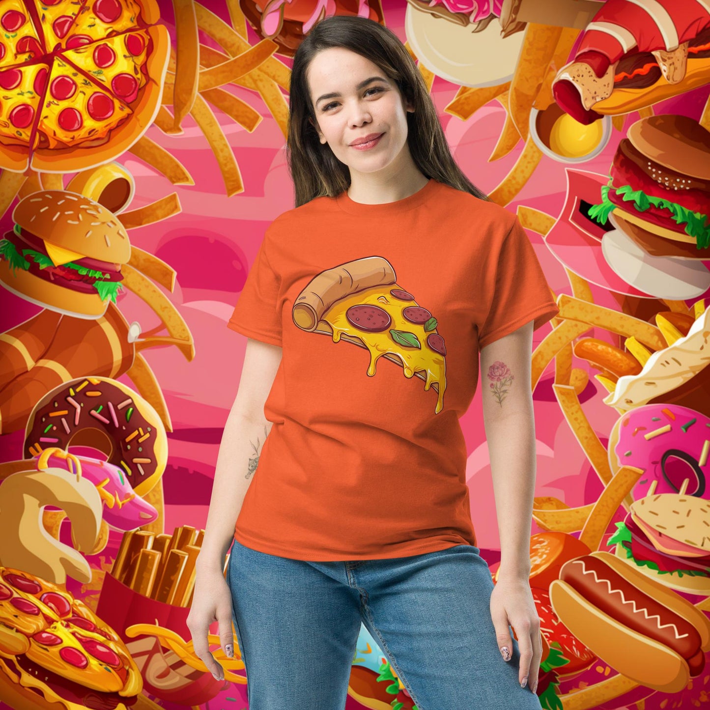 Pizza I Love Pizza tee Orange T-shirts Fast Food Pizza Next Cult Brand