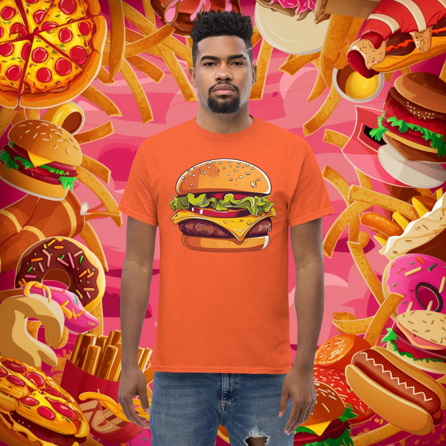 Cheeseburger I Love Burgers tee Orange T-shirts Burgers Fast Food Next Cult Brand