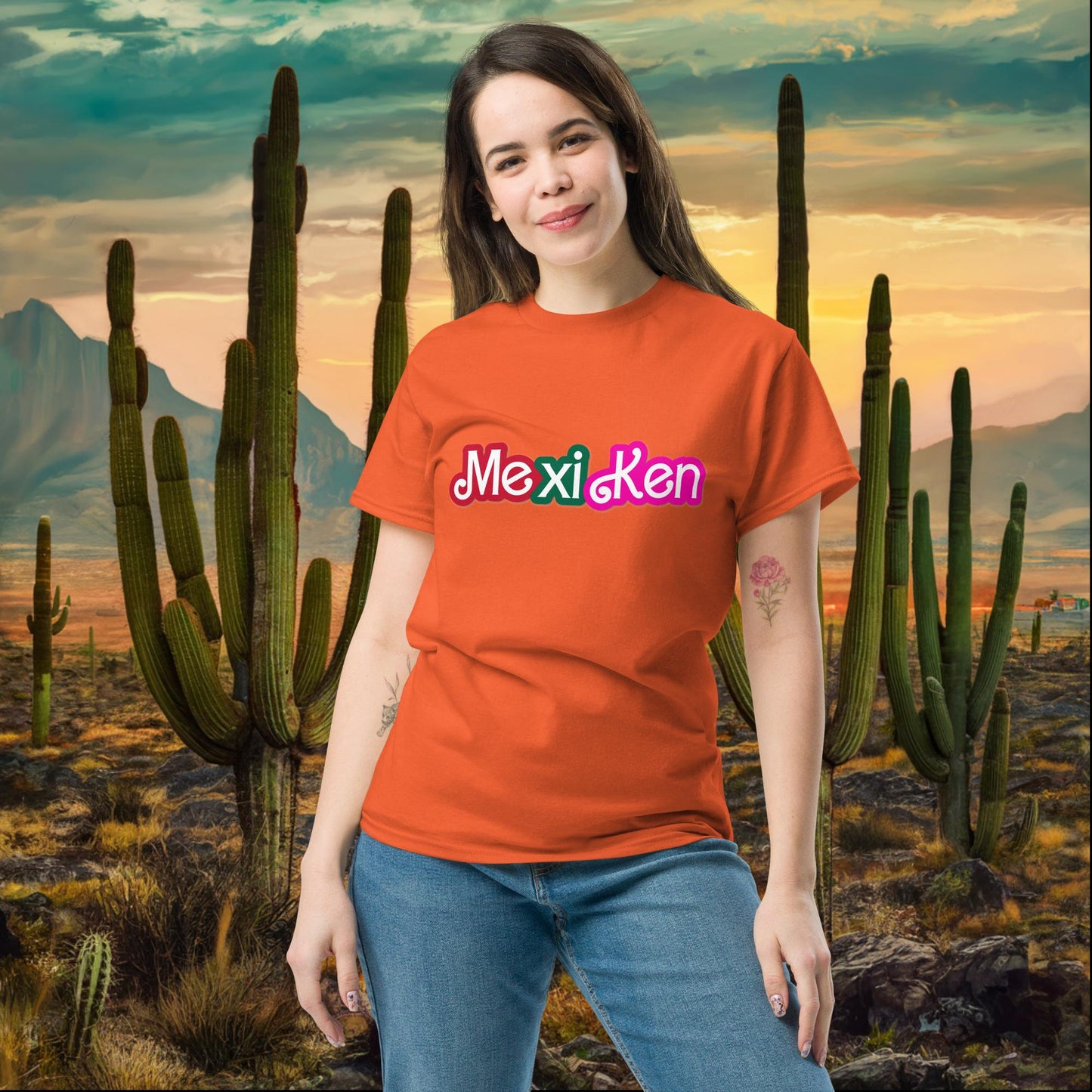 MexiKen Ken Barbie Mexico Mexican Mexicana Latino Latina Latinx tee Orange T-shirts Barbie Ken Mexico Movies Next Cult Brand