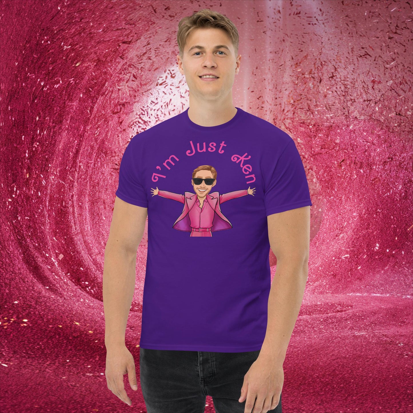 Ken Barbie Ryan Gosling I'm Just Ken classic tee Purple T-shirts Barbie Celebrities Ken Movies Ryan Gosling Next Cult Brand