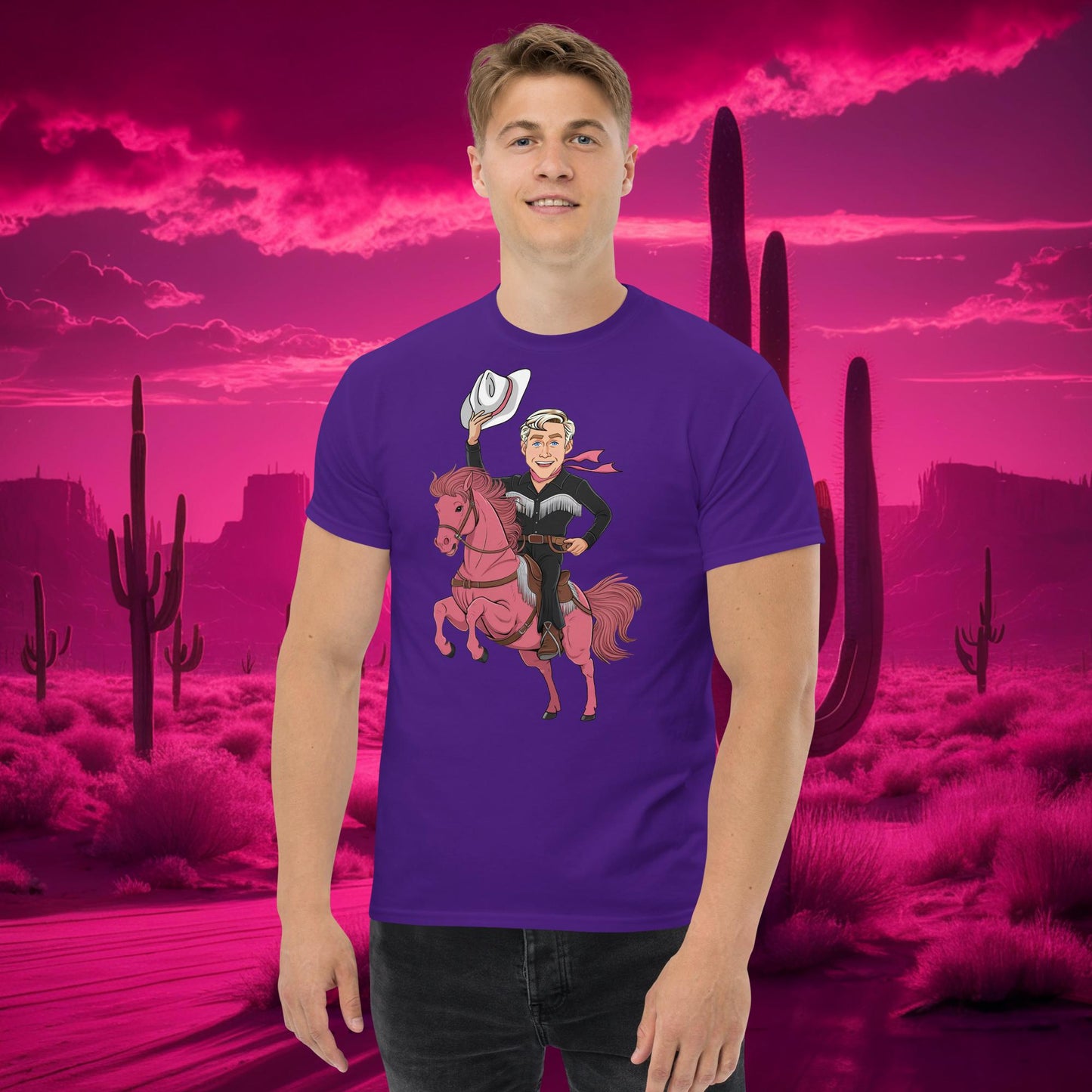 Ryan Gosling Ken Cowboy Horse Barbie Movie Patriarchy tee Purple T-shirts Barbie Celebrities Ken Movies Ryan Gosling Next Cult Brand
