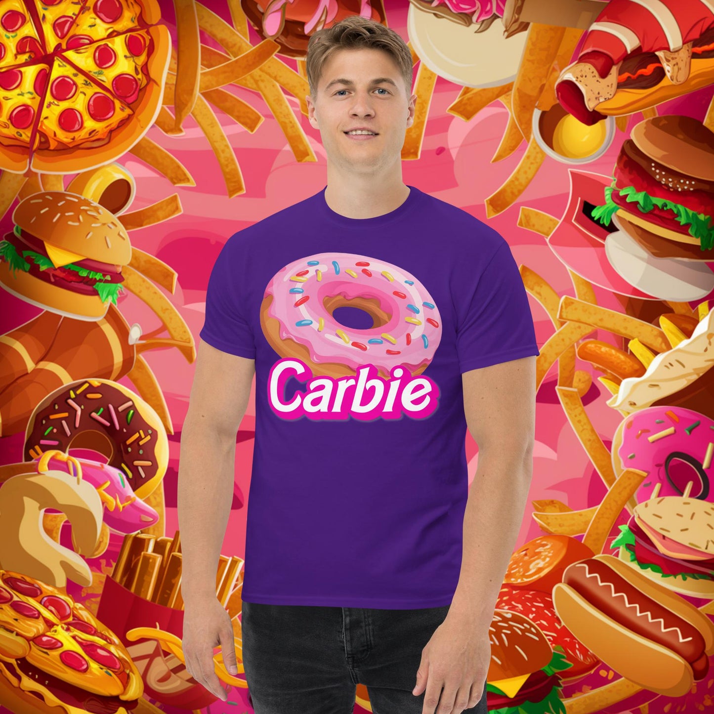 Carbie Barbie I Love Carbs I Love Donuts tee Purple T-shirts Barbie Carbie Donuts Fast Food Fitness Gym Ken Movies Pump Cover Workout Next Cult Brand