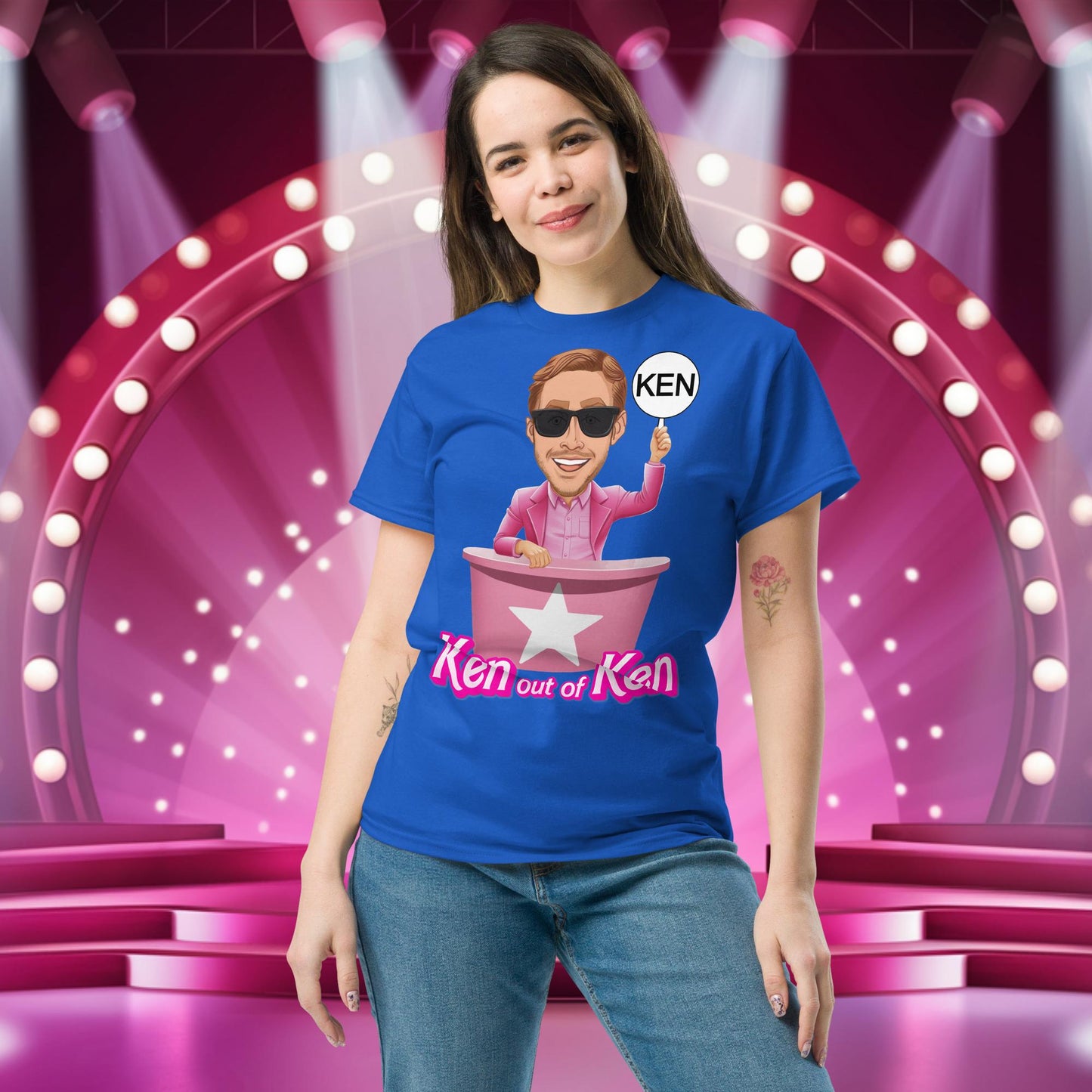 Ken out of Ken Ryan Gosling Barbie Movie tee Royal T-shirts Barbie Celebrities Ken Movies Ryan Gosling Next Cult Brand