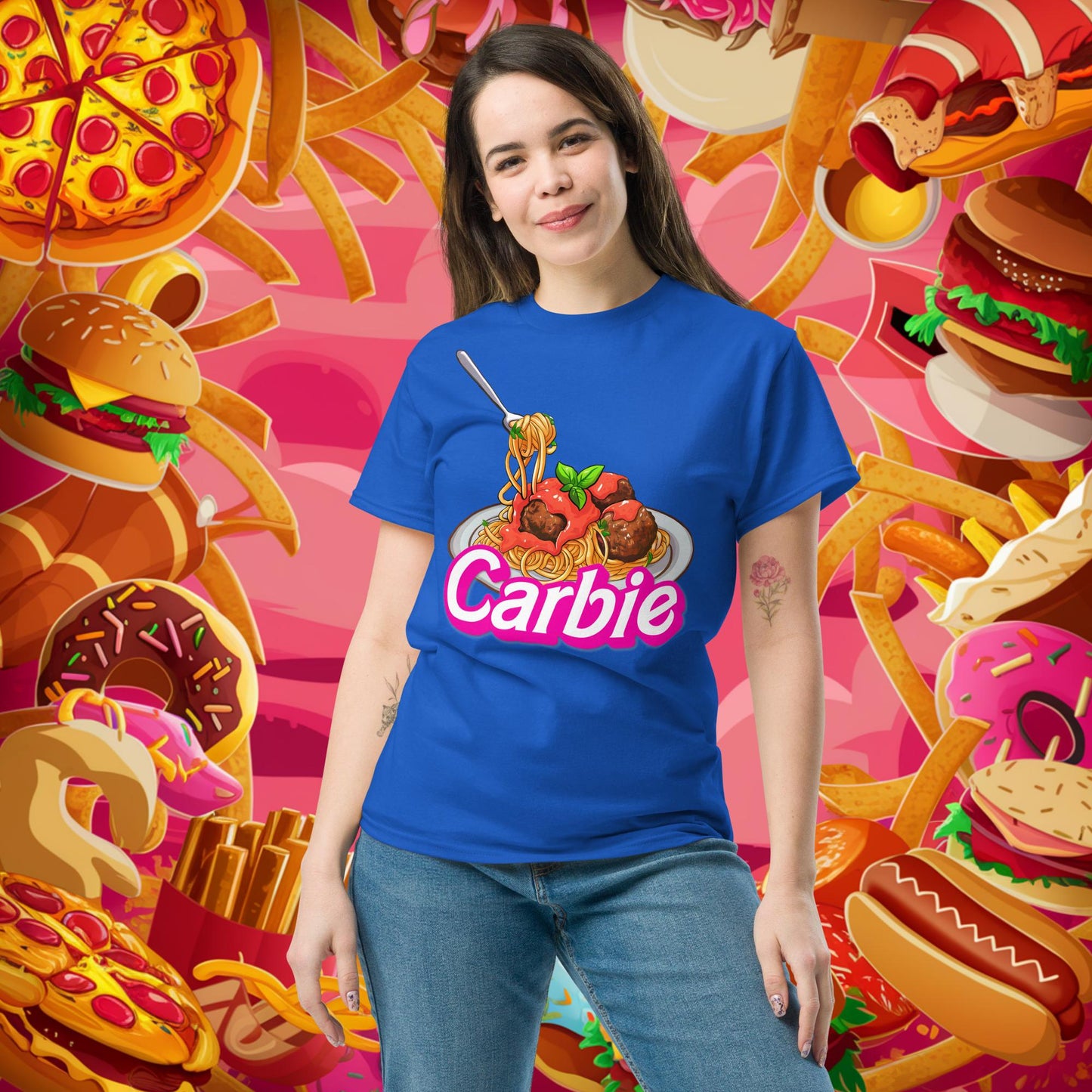 Carbie Barbie I Love Pasta I Love Carbs tee Royal T-shirts Barbie Carbie Fast Food Fitness Gym Ken Movies Pump Cover Workout Next Cult Brand