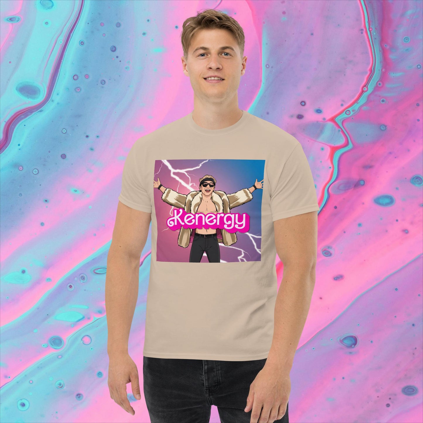 Kenergy Barbie Ryan Gosling Ken classic tee Sand T-shirts Barbie Celebrities Ken Kenergy Movies Ryan Gosling Next Cult Brand