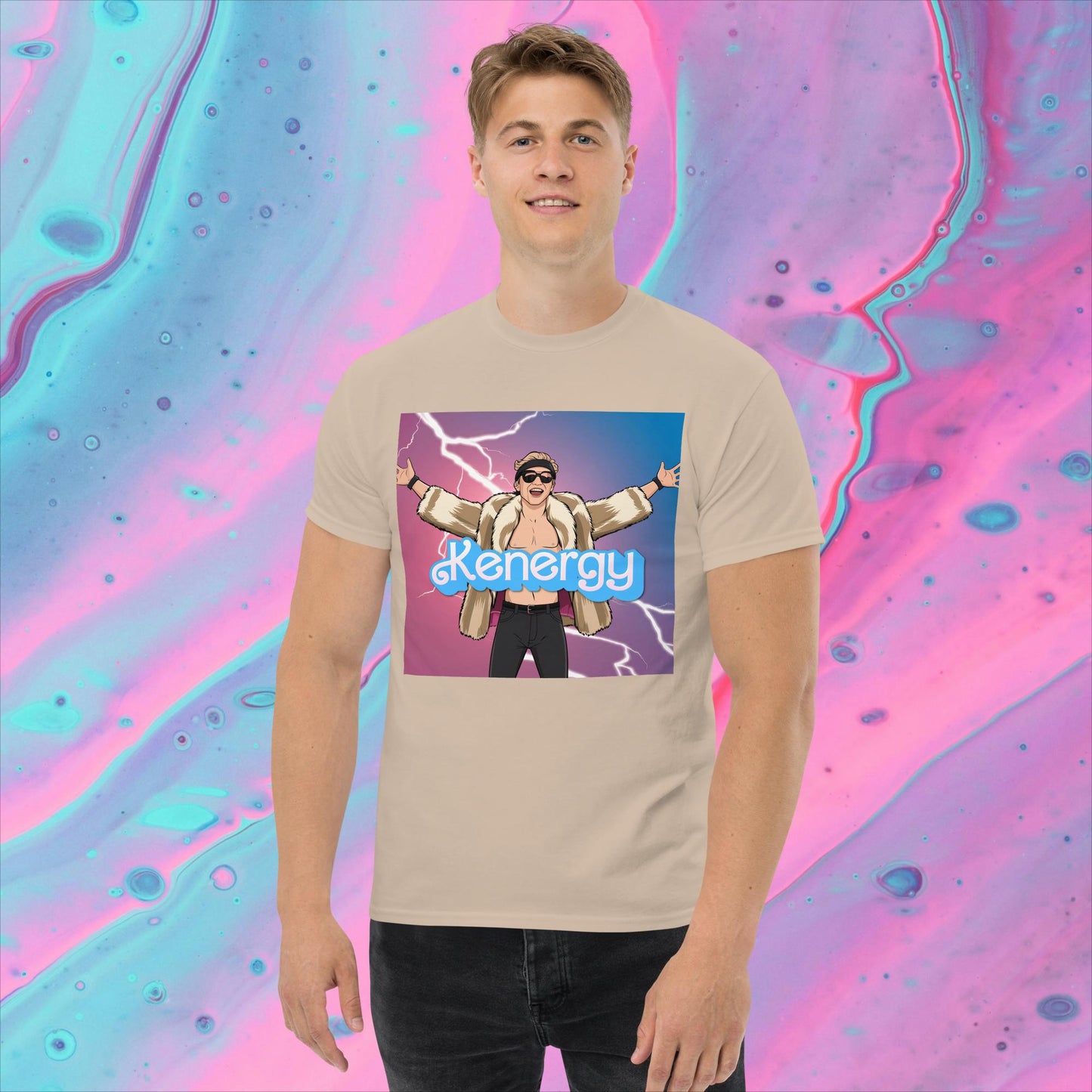 Kenergy Barbie Ryan Gosling Ken classic tee Sand T-shirts Barbie Celebrities Ken Kenergy Movies Ryan Gosling Next Cult Brand