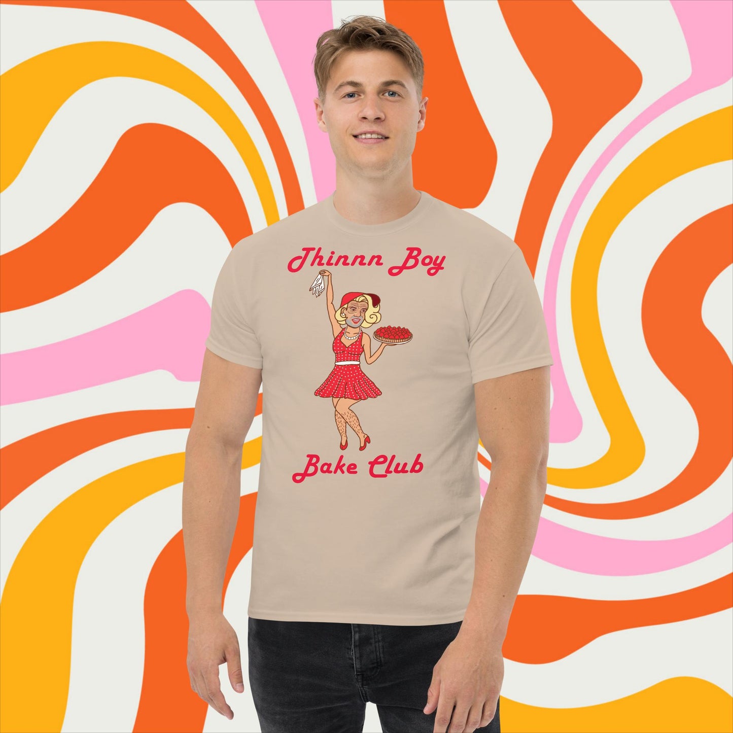 Thinnn Boy Bake Club The Fighter and The Kid TFATK Podcast Comedy 60s retro housewife Bryan Callen classic tee Sand T-shirts Bryan Callen Podcasts Stand-up Comedy The Fighter and The Kid (TFATK) Thinnn Boy Bake Club Next Cult Brand