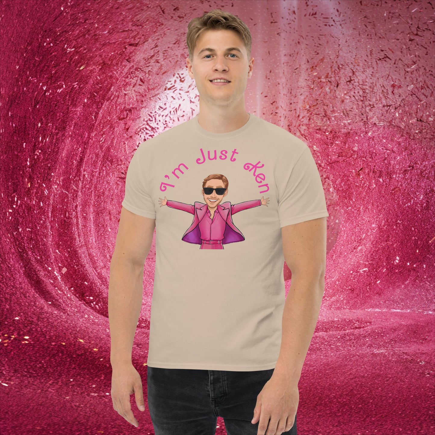 Ken Barbie Ryan Gosling I'm Just Ken classic tee Sand T-shirts Barbie Celebrities Ken Movies Ryan Gosling Next Cult Brand