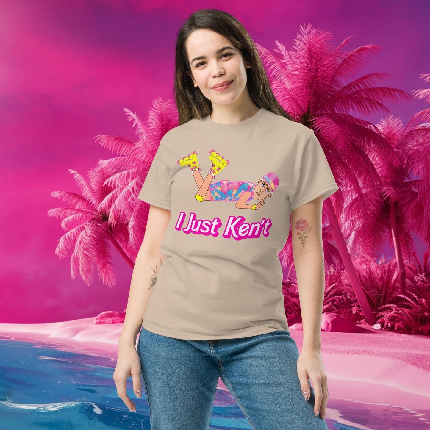 I Just Ken't I just Can't Ryan Gosling Ken Barbie Movie tee Sand T-shirts Barbie Celebrities Ken Movies Ryan Gosling Next Cult Brand