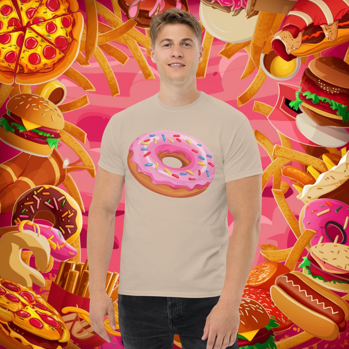 Pink Donut with sprinkles tee Sand T-shirts Donuts Fast Food Next Cult Brand