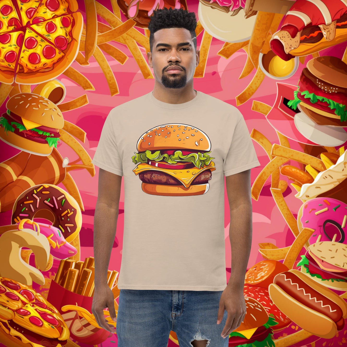 Cheeseburger I Love Burgers tee Sand T-shirts Burgers Fast Food Next Cult Brand