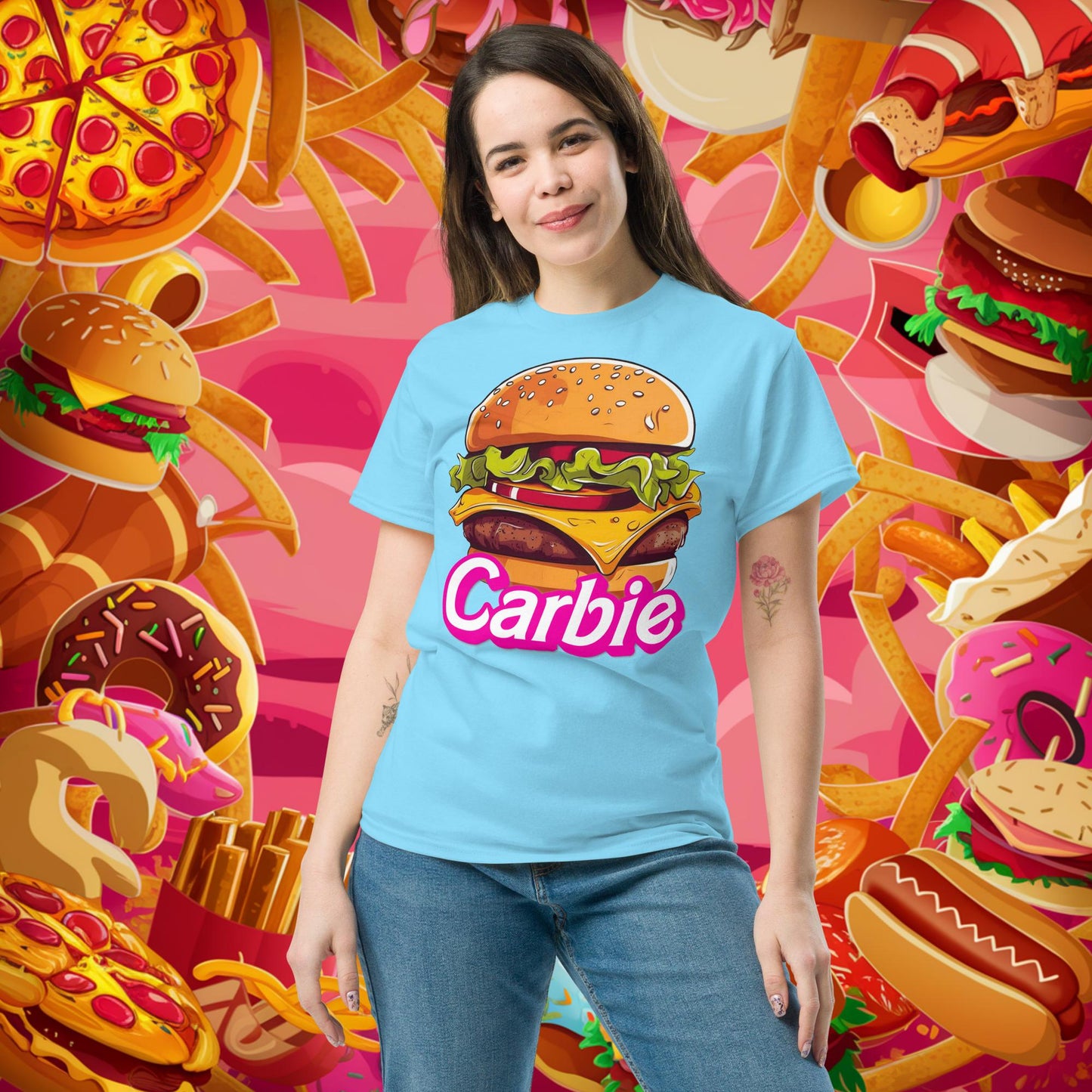 Carbie Barbie Cheeseburger tee Sky T-shirts Barbie Burgers Carbie Fast Food Movies Next Cult Brand