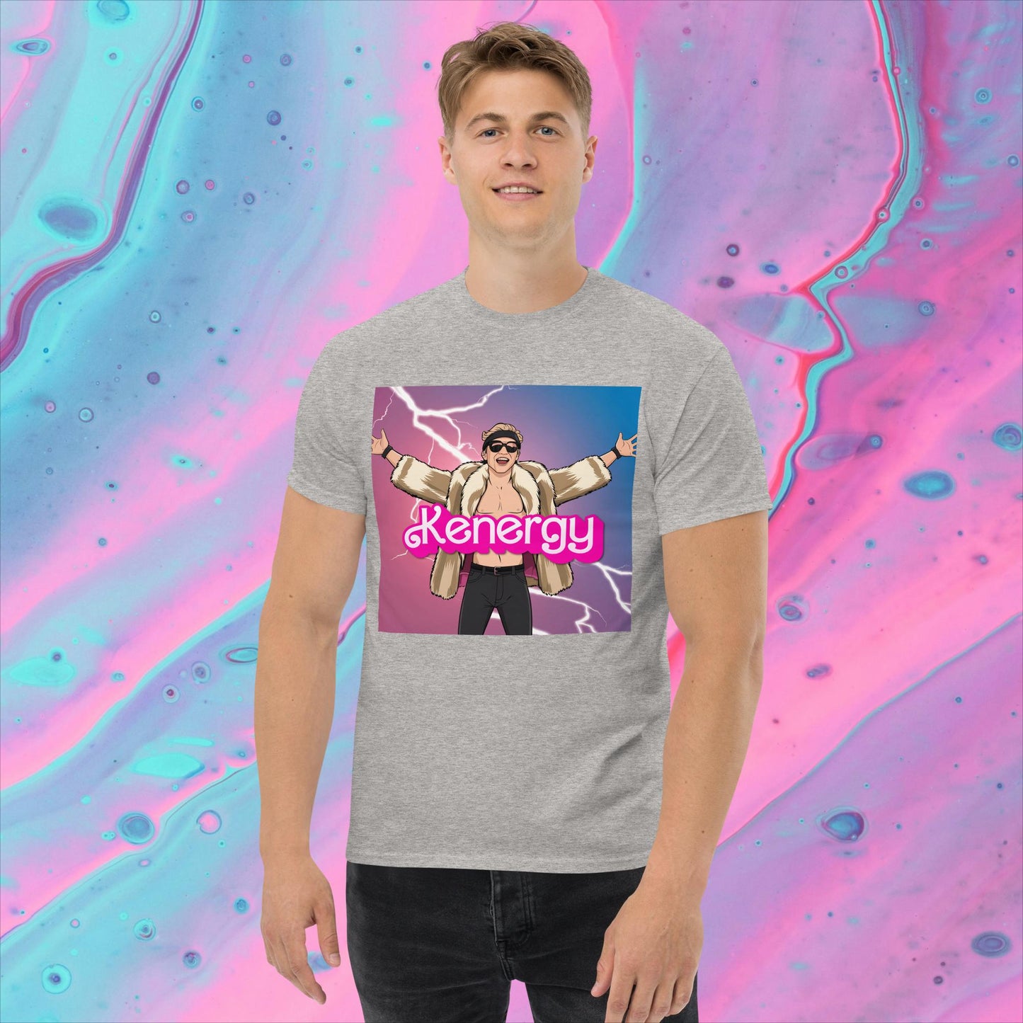 Kenergy Barbie Ryan Gosling Ken classic tee Sport Grey T-shirts Barbie Celebrities Ken Kenergy Movies Ryan Gosling Next Cult Brand