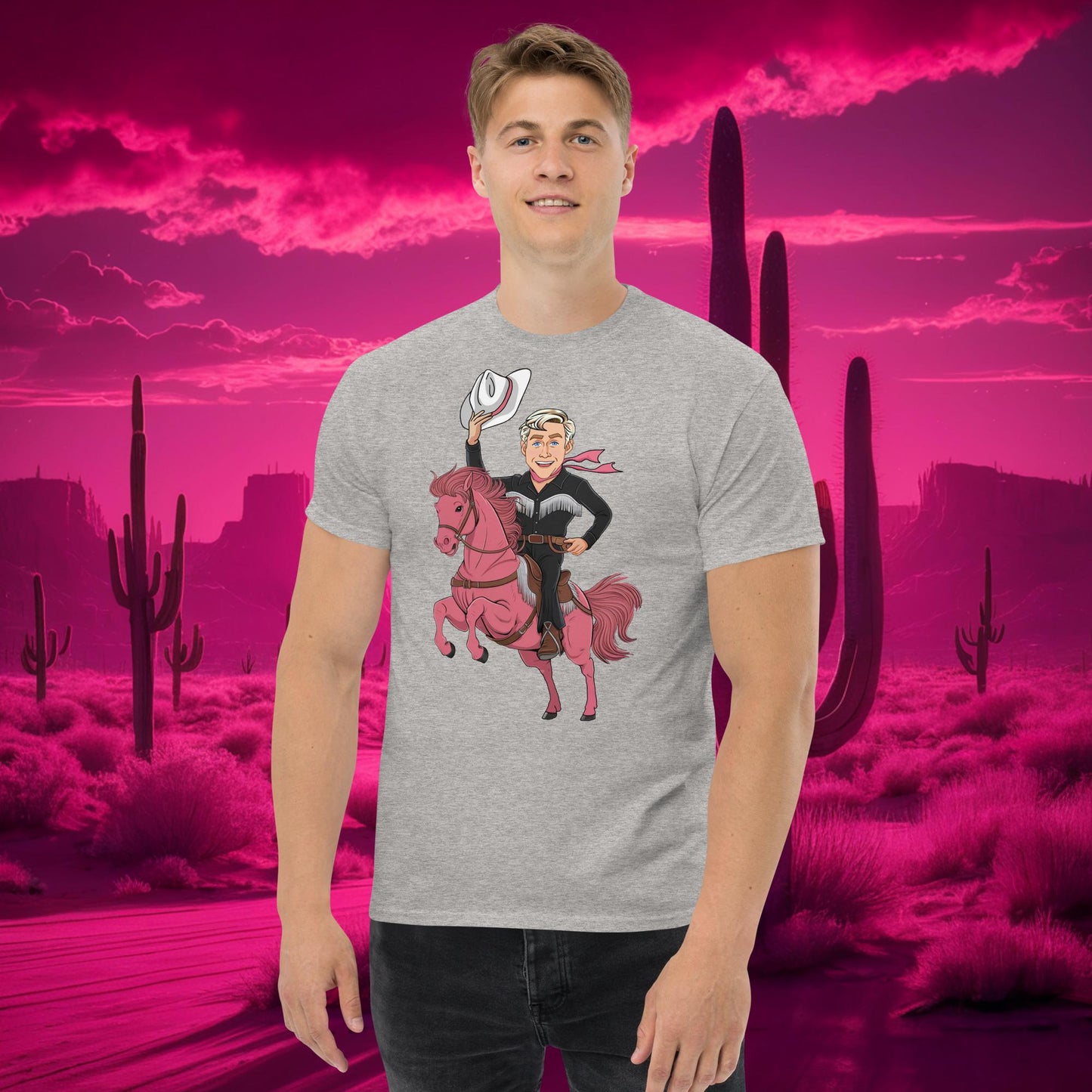 Ryan Gosling Ken Cowboy Horse Barbie Movie Patriarchy tee Sport Grey T-shirts Barbie Celebrities Ken Movies Ryan Gosling Next Cult Brand