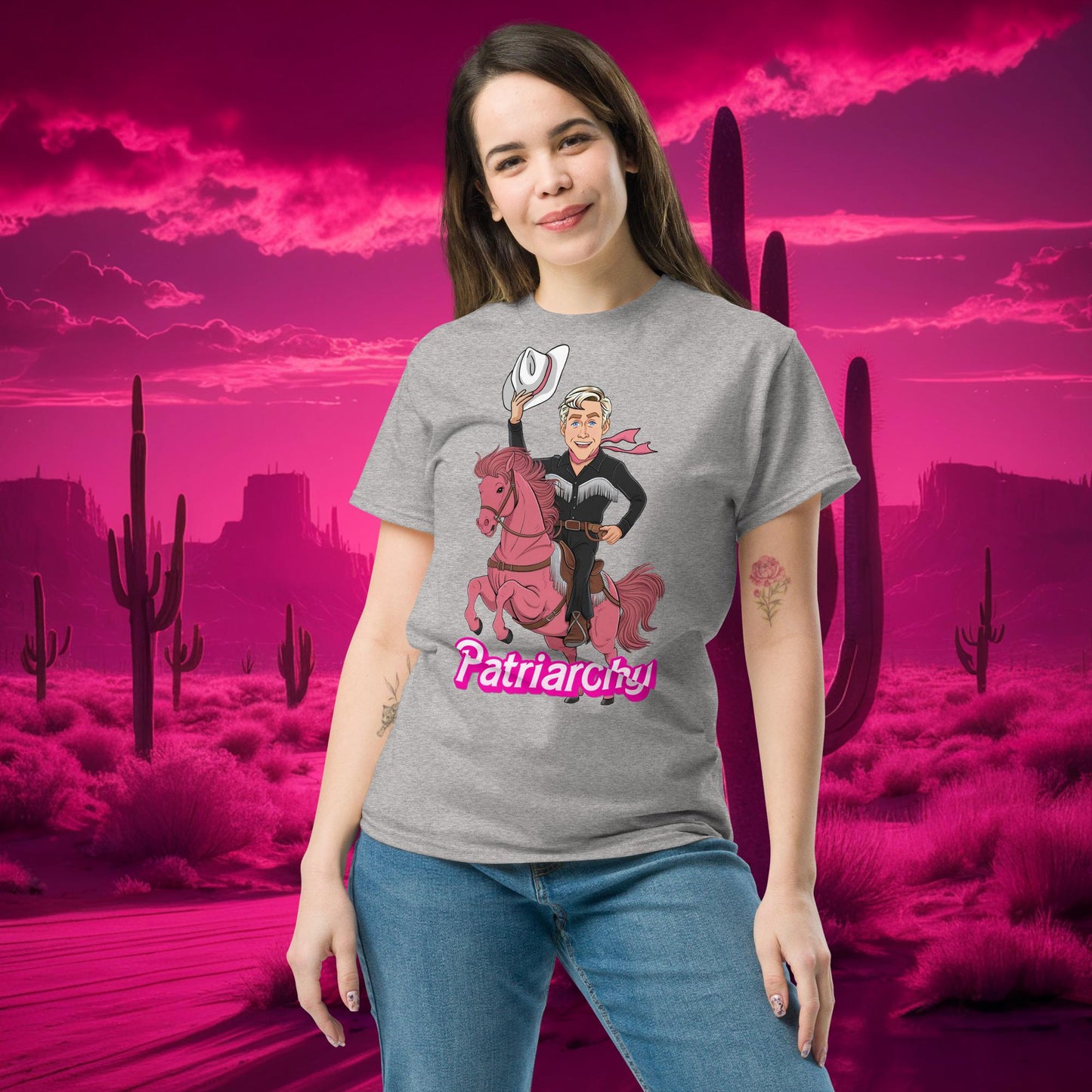 Ken Barbie Movie When I found out the patriarchy wasn't just about horses, I lost interest tee Sport Grey T-shirts Barbie Celebrities Ken Movies Ryan Gosling Next Cult Brand