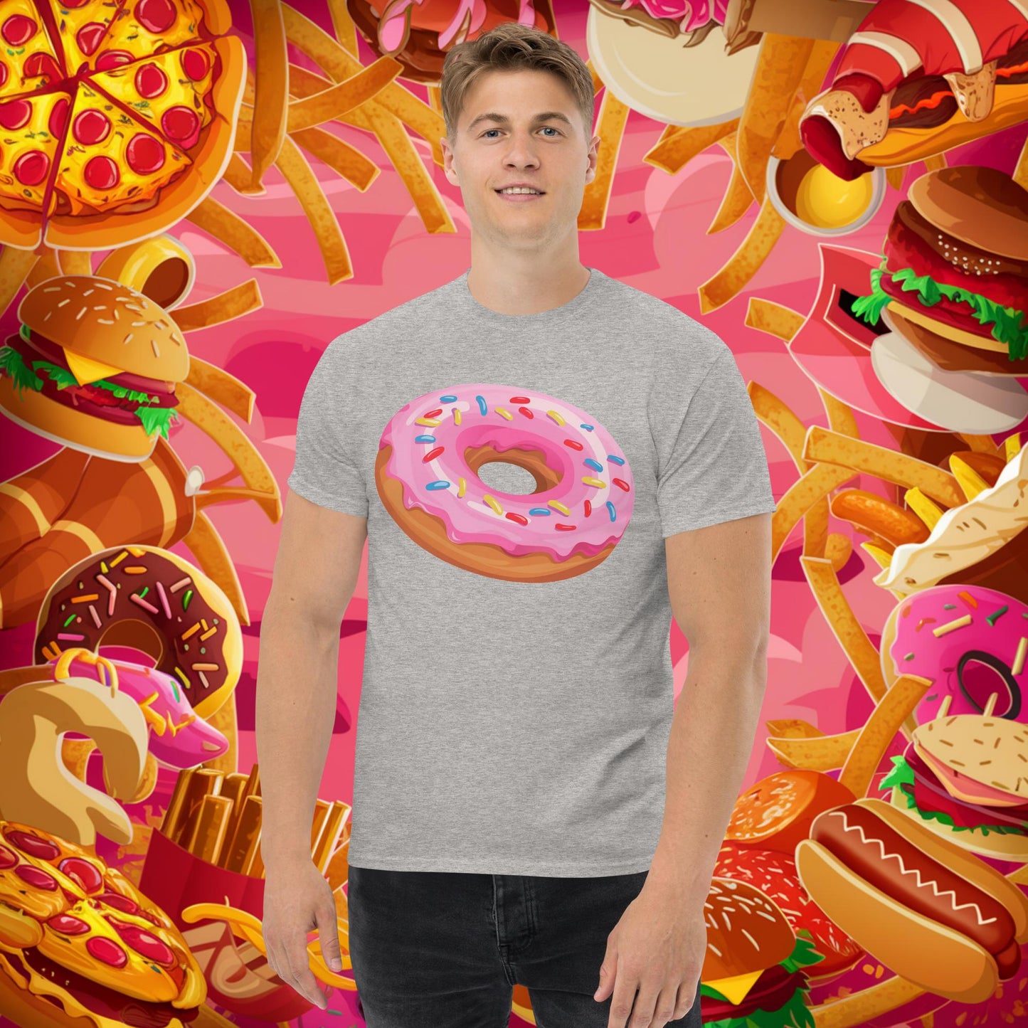 Pink Donut with sprinkles tee Sport Grey T-shirts Donuts Fast Food Next Cult Brand