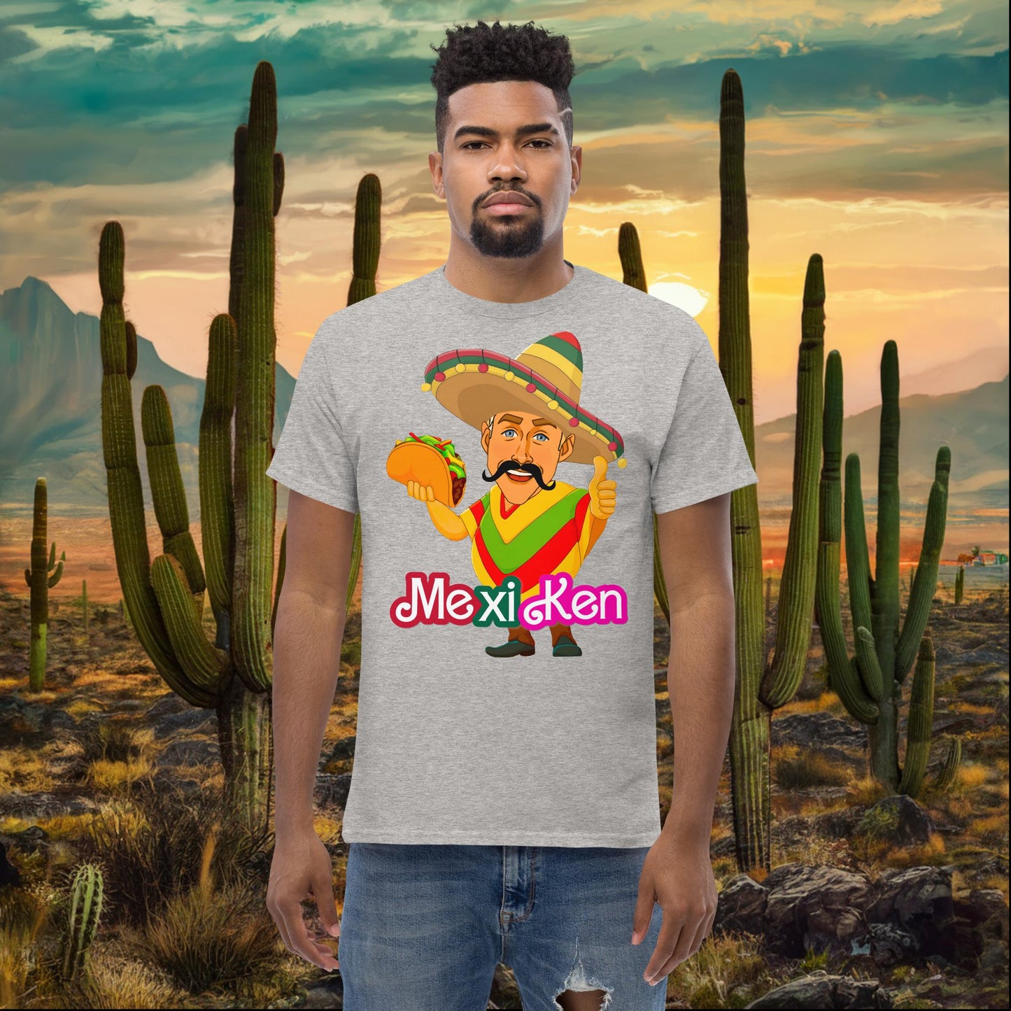 MexiKen Ken Barbie Movie Ryan Gosling Mexican tee Sport Grey T-shirts Barbie Celebrities Ken Mexico Movies Ryan Gosling Next Cult Brand