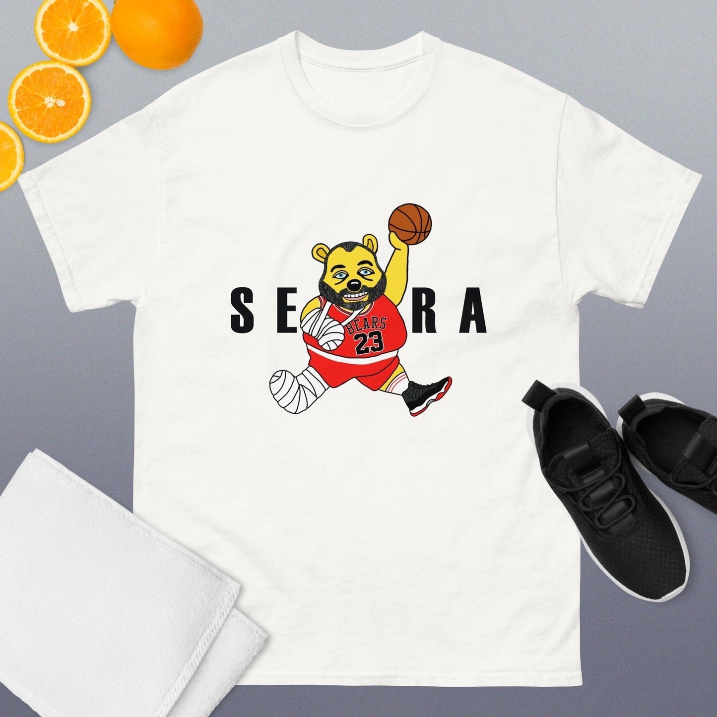 Air Segura, Tom Segura Basketball, Your Mom's House (YMH), 2 Bears 1 Cave, Funny Men's classic tee White T-shirts 2 Bears 1 Cave Air Segura Podcasts Stand-up Comedy Tom Segura YMH Next Cult Brand